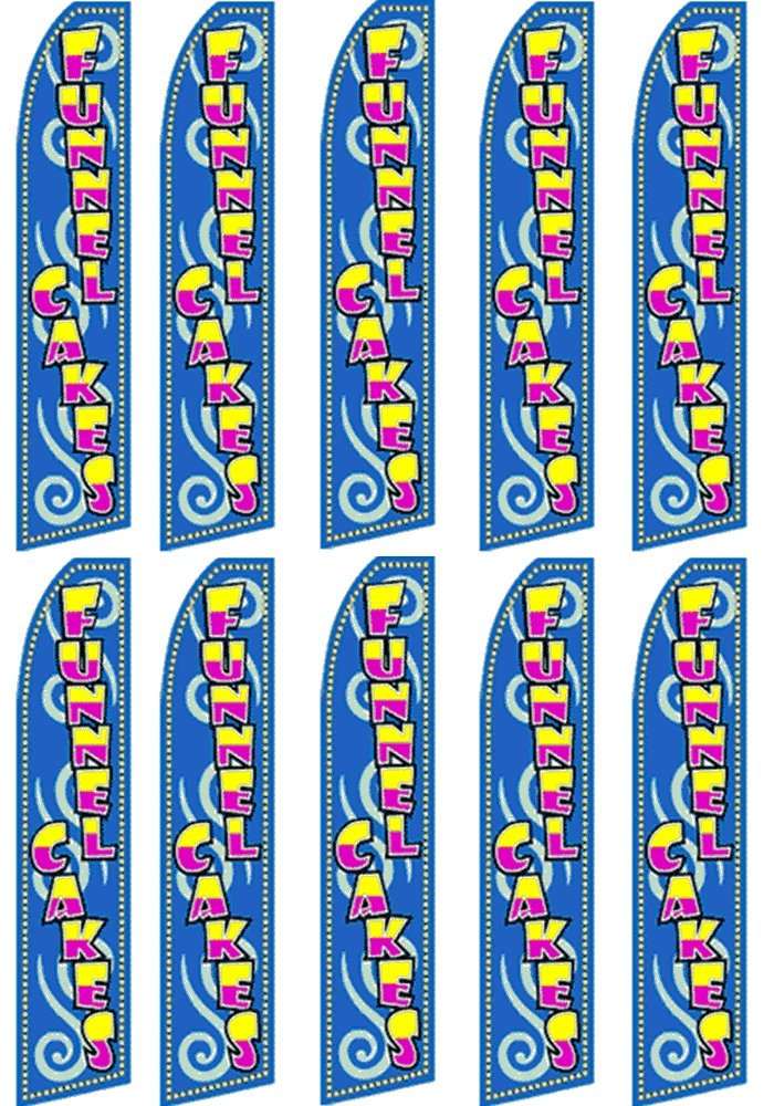10 Pack Swooper Flutter Flags - Blue, Yellow, Pink for Funnel Cakes - Perfect for Carnival, Fair, and Party Decorations