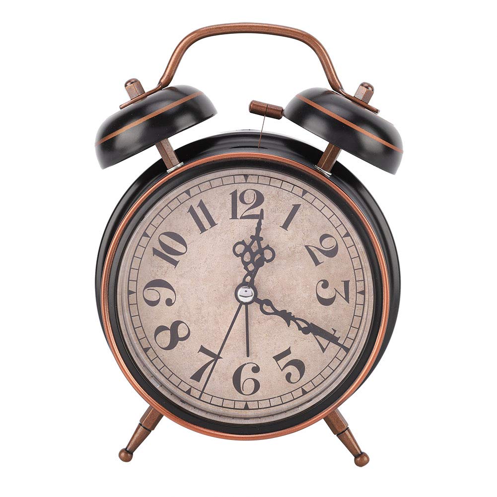 EBTOOLS 4 Inch Silent Alarm Clock with Night Light - Battery Operated, No Ticking, Simple Design for Bedroom, Bedside, Desk - Perfect for Light Sleepers, Students & Home Office (Black)