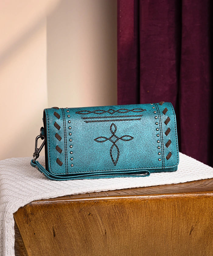 Montana West Whipstitch Studs Concealed Carry Satchel Purse - Stylish Women's Leather Crossbody Bag for Everyday Use, Travel & Work