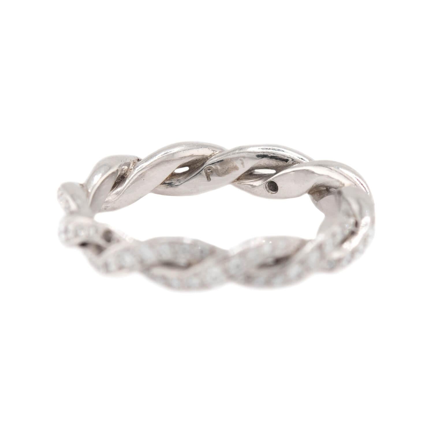 Platinum Diamond Braided Wedding Band for Women - Elegant Estate Jewelry for Engagement, Anniversary & Special Occasions