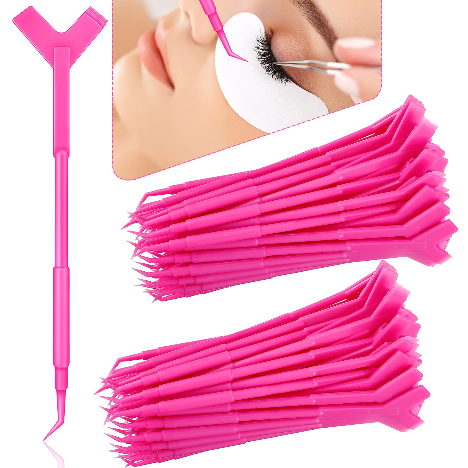 100 Pcs Y-Shaped Eyelash Lift Brushes - Professional Lash Perm Tools for Eyelash Extensions & Makeup - Perfect for Salon, Home Use & DIY Beauty Treatments