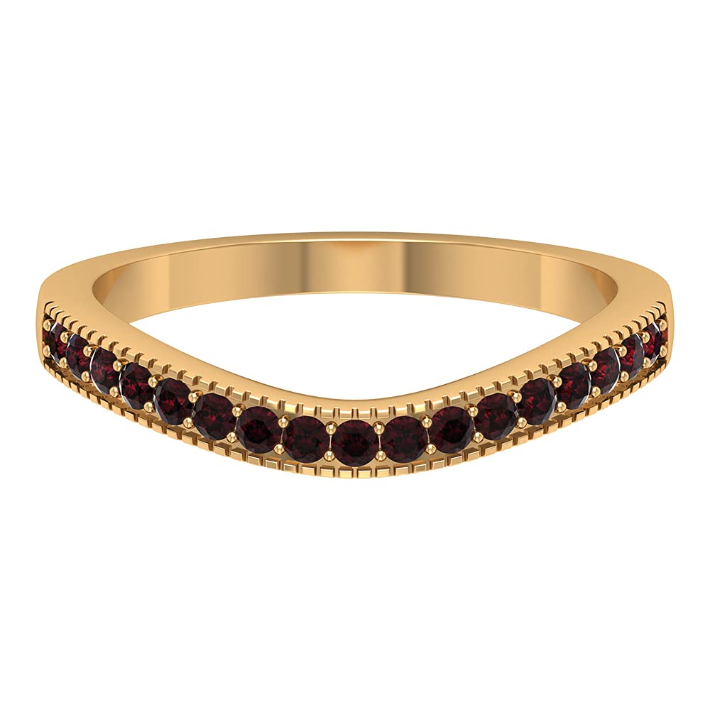 1/4 CT Prong Set Garnet Curved Ring for Women - 14K Solid Gold Elegant Jewelry for Anniversary, Engagement & Special Occasions