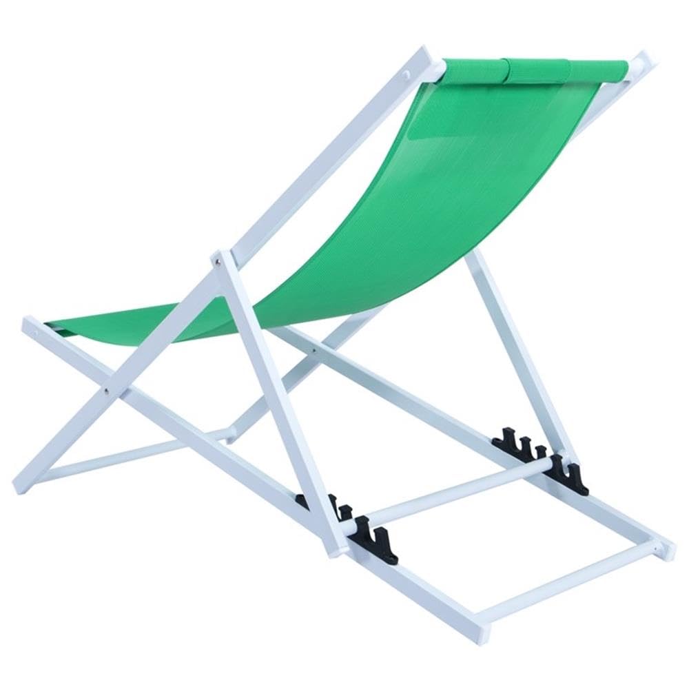 LeisureMod Sunset Outdoor Portable Patio Beach Sling Chair - Adjustable Reclining with Headrest, Lightweight & Foldable for Backyard, Poolside, Camping (Green)