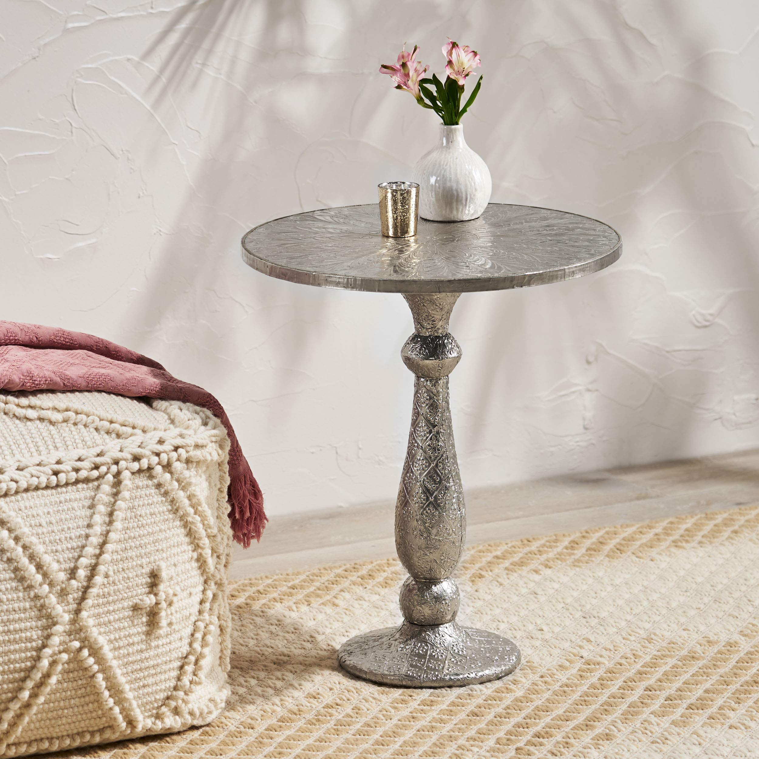 Christopher Knight Home Silver End Table - Modern Accent Table for Living Room, Bedroom & Office - Stylish Side Table with Durable Metal Frame