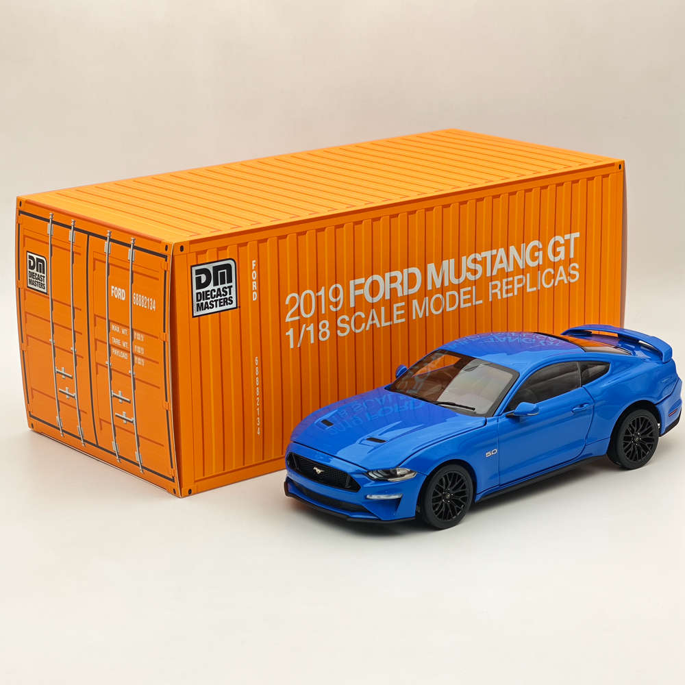 1/18 Scale Diecast Ford Mustang GT 2019 Blue Right-Hand Drive Model Car - Collectible Miniature Replica for Car Enthusiasts & Hobbyists - Perfect for Display, Gifts, and Car Show Collections