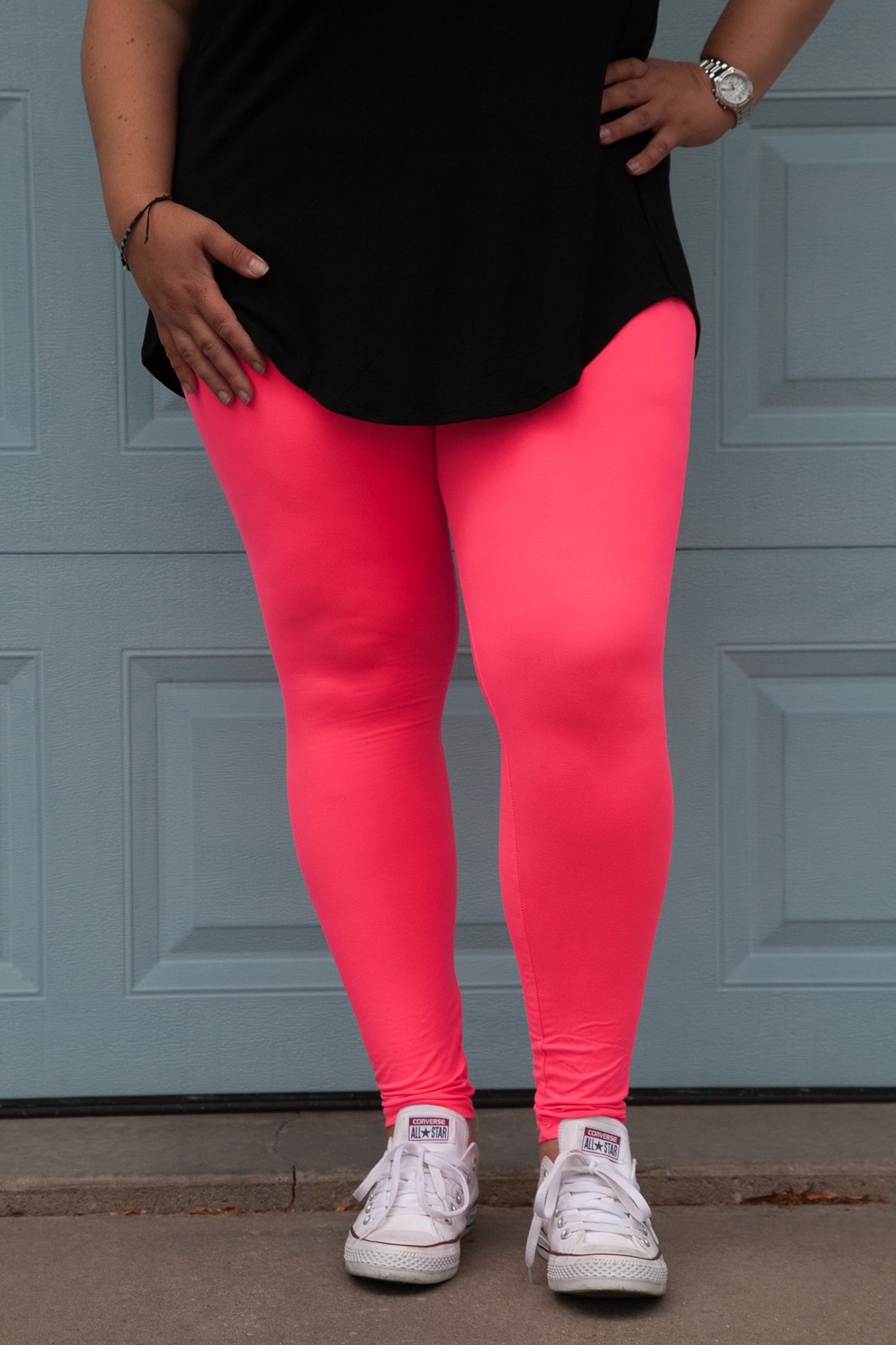 Neon Pink Plus Size Women's T-Shirt (3X 5X) - Soft Cotton Casual Tee for Everyday Wear, Workout & Lounge