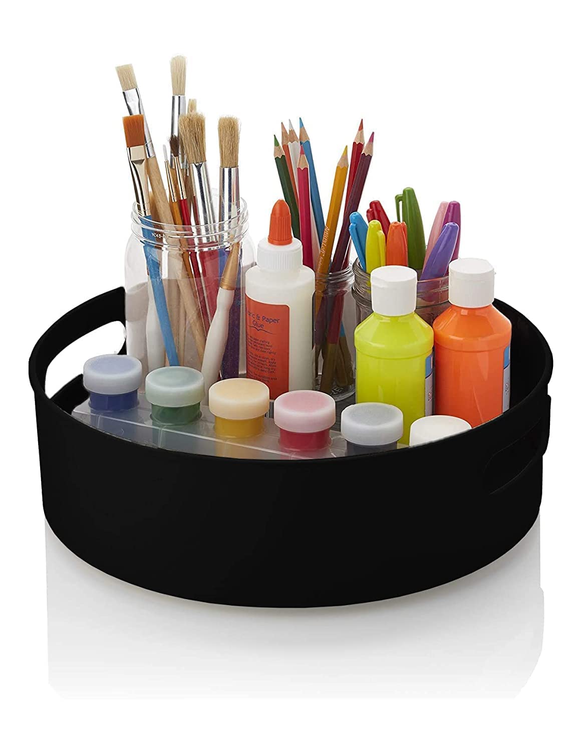 360° Rotating Lazy Susan Organizer Tray - Multi-Purpose Kitchen & Bathroom Storage for Spices, Cosmetics, Condiments | Space-Saving Spice Rack & Makeup Organizer (Black) - Perfect for Pantry, Countertop, Vanity & Office Desk Organization
