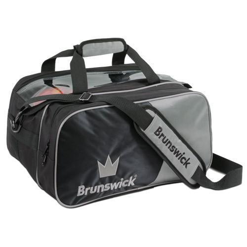 Brunswick Crown Double Tote Plus Silver Bowling Bag - Holds 2 Bowling Balls & Shoes - Perfect for League Play & Bowling Tournaments