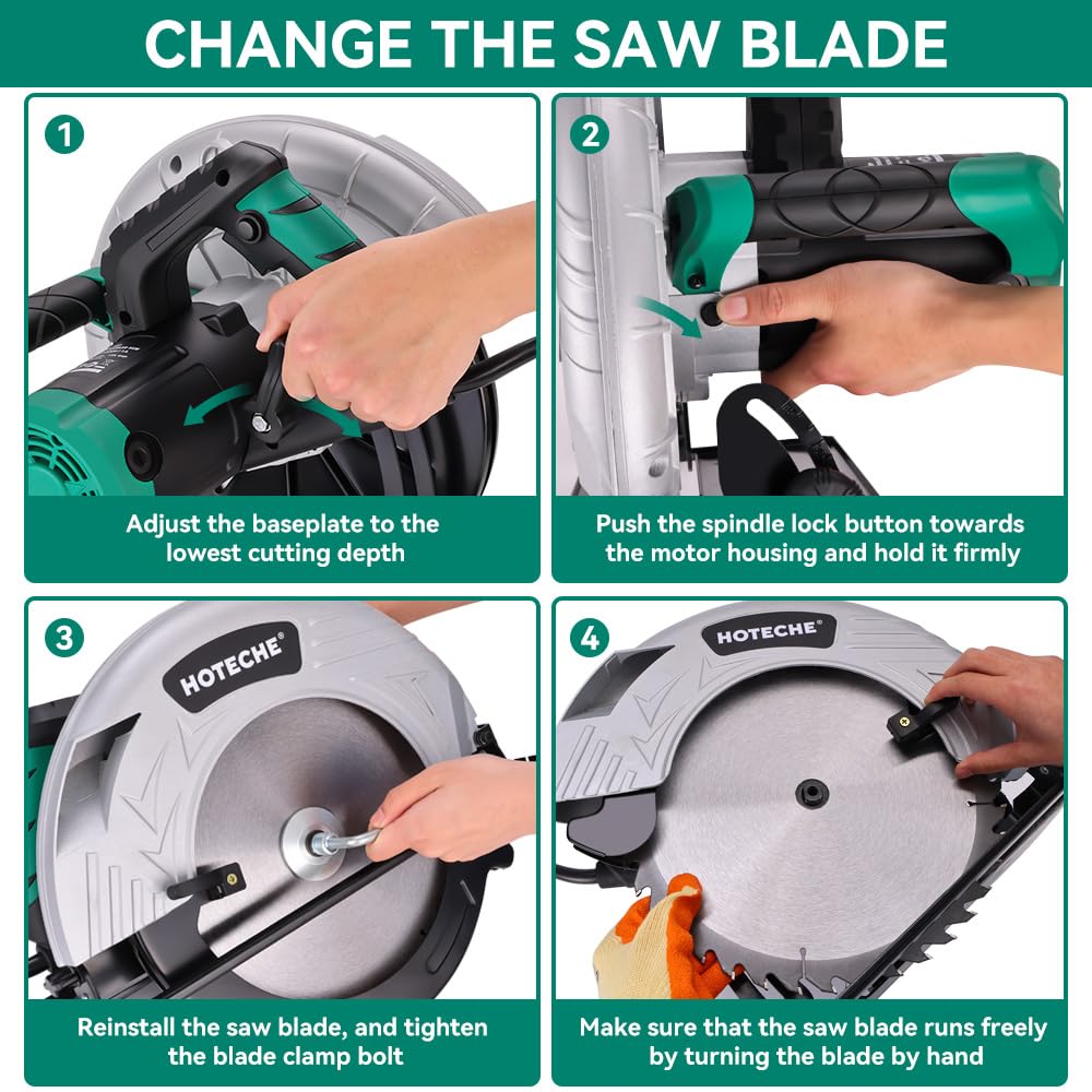 Hoteche 12-Inch 4-HP Compact Portable Circular Table Saw with Blade - Perfect for Woodworking, DIY Projects & Home Renovations