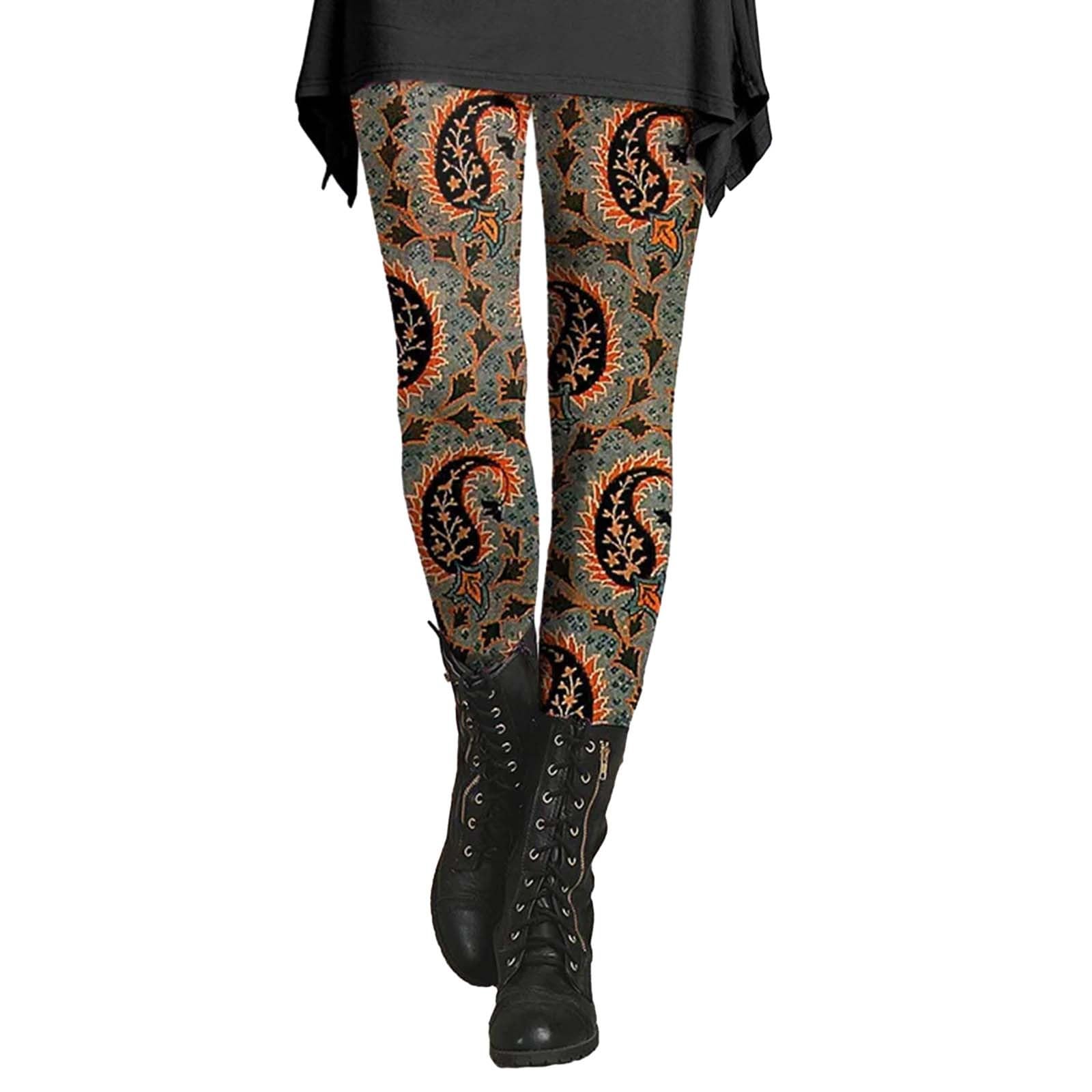 Kainawee Women's Boho Printed Leggings - Soft Stretchy Skinny Yoga Pants, High Waisted Comfy Tights for Workout, Athletic & Fitness - Perfect for Yoga, Gym, Running and Casual Wear