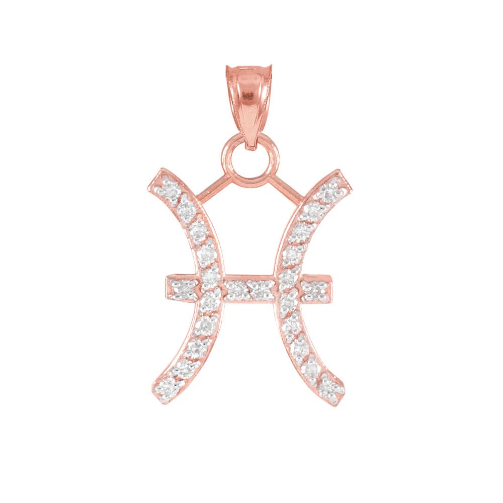 14K Rose Gold Diamond Gemini Zodiac Charm Pendant Necklace - Elegant Zodiac Jewelry Gift for Women, Perfect for Birthday, Anniversary & Special Occasions