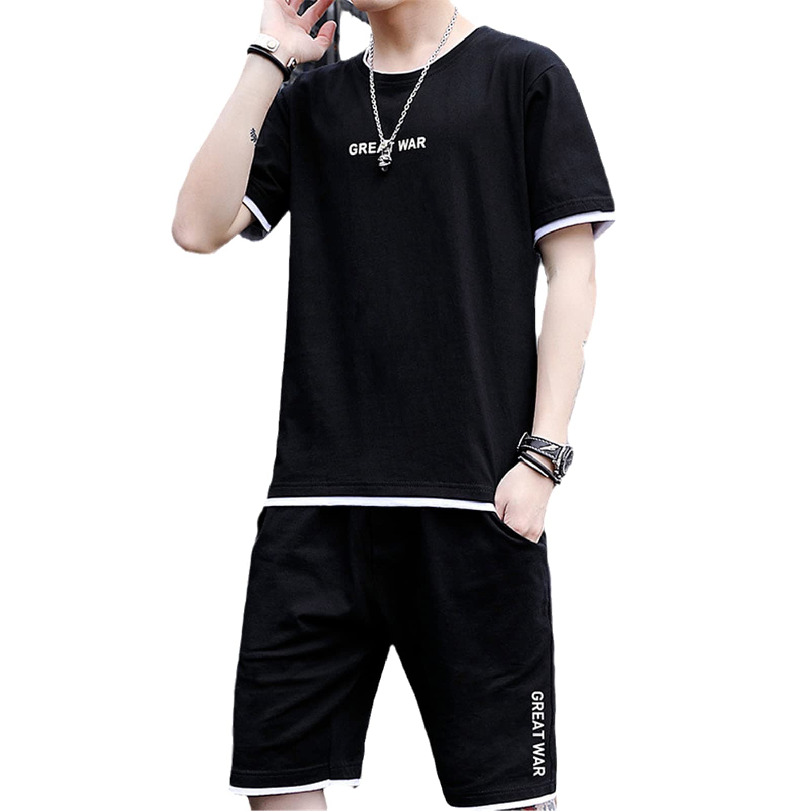 Men's Summer 2-Piece Streetwear Set - Hip Hop Jogger Shorts & Top Casual Outfit | Perfect for Gym, Beach & Urban Fashion