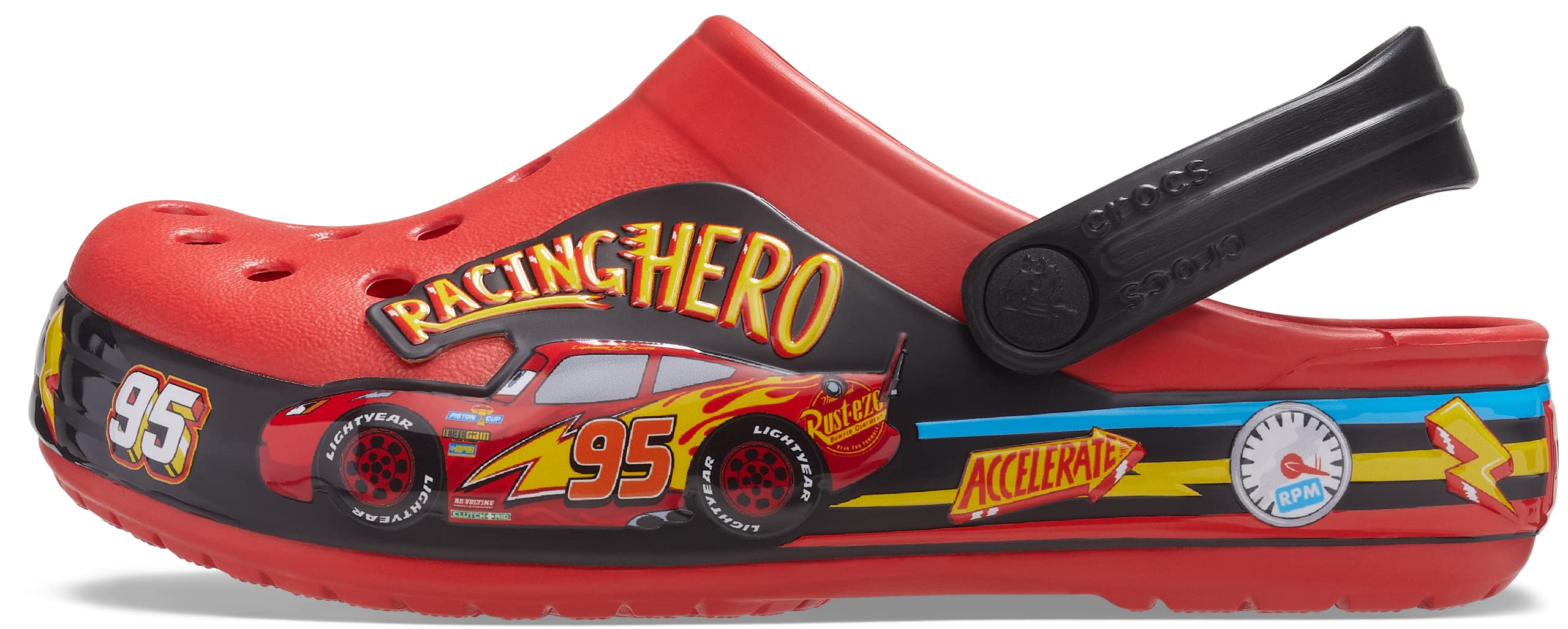 Crocs Unisex Kids Disney Cars Lightning McQueen Light-Up Clogs | Comfortable & Fun Kids Shoes for Playtime, School & Outdoor Activities