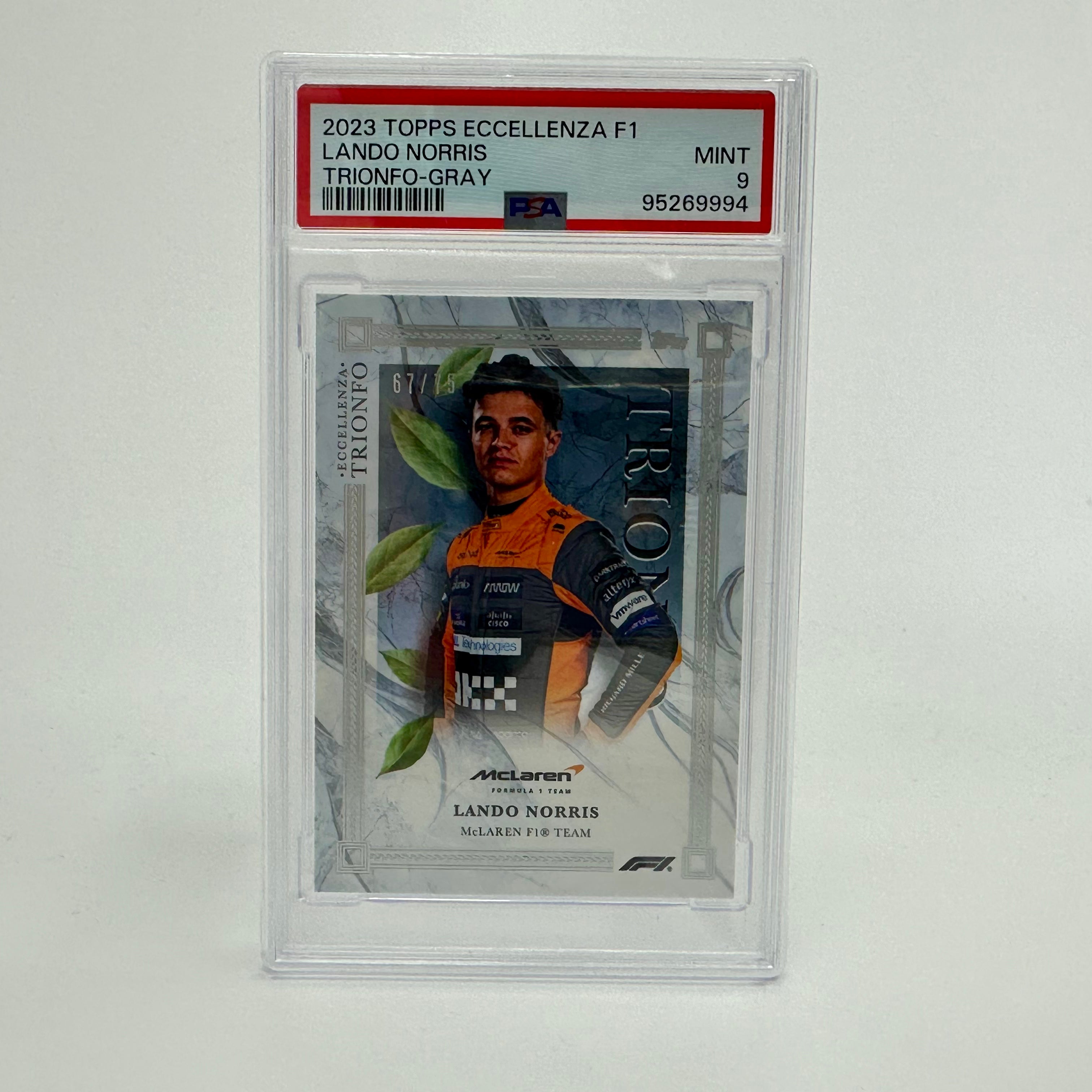 2023 Eccellenza Trionfo Lando Norris Gray PSA 9 67/75 - Rare Trading Card for Collectors & F1 Fans - Perfect for Display, Investment & Racing Memorabilia Collections