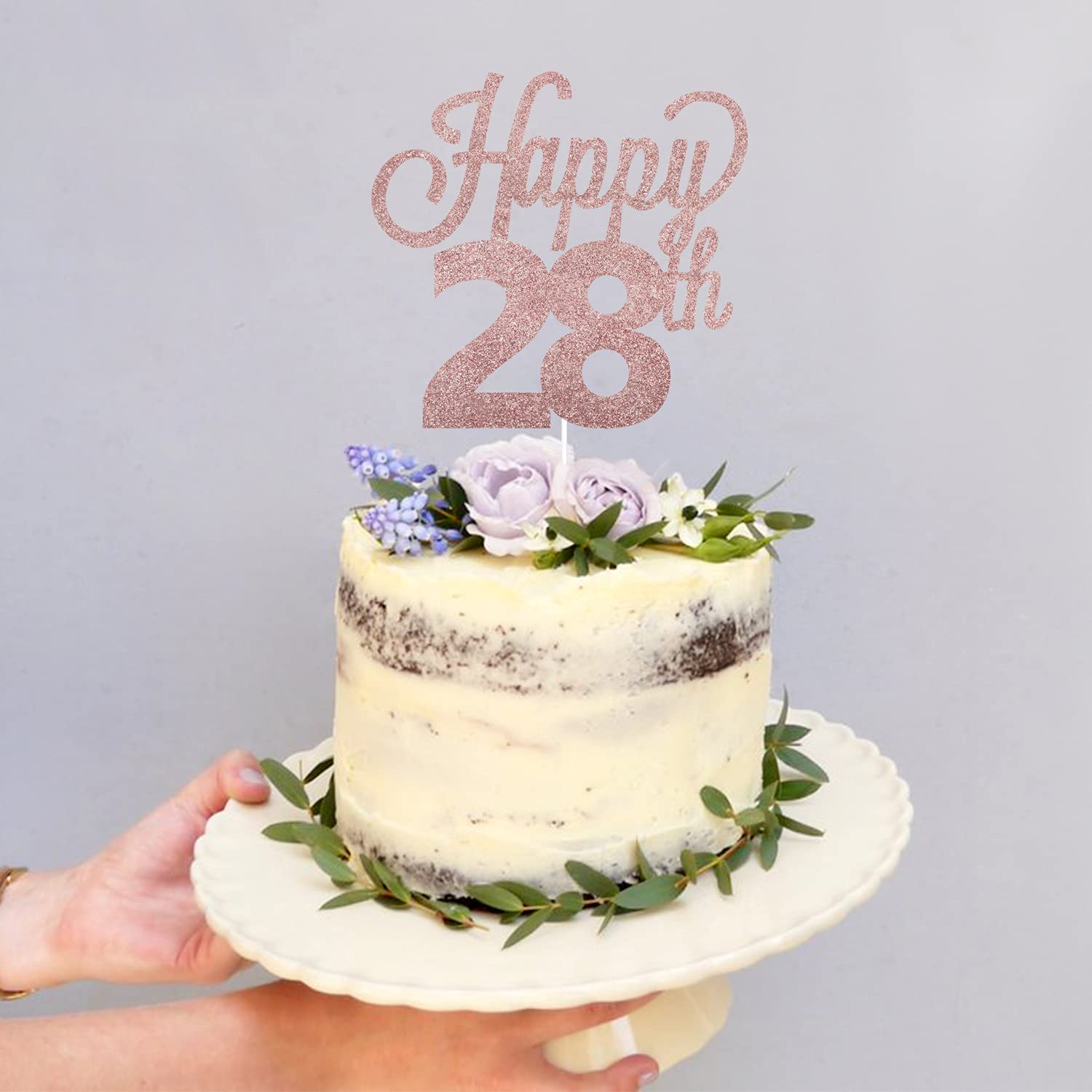 LINGTEER Happy 28th Birthday Cake Topper - Cheers to 28 Years Old Party Decor, Gold Foil Cake Centerpiece for Anniversary Celebration - Perfect for Birthday Parties, Milestone Events & Photo Backdrops