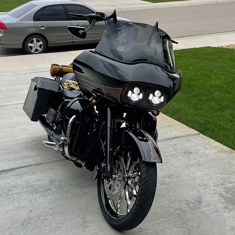 High-Performance Dual LED Headlight for Harley Road Glide 2004-2013 - Brighter & Safter Night Riding - Perfect for Cruising & Long-Distance Motorcycle Tours