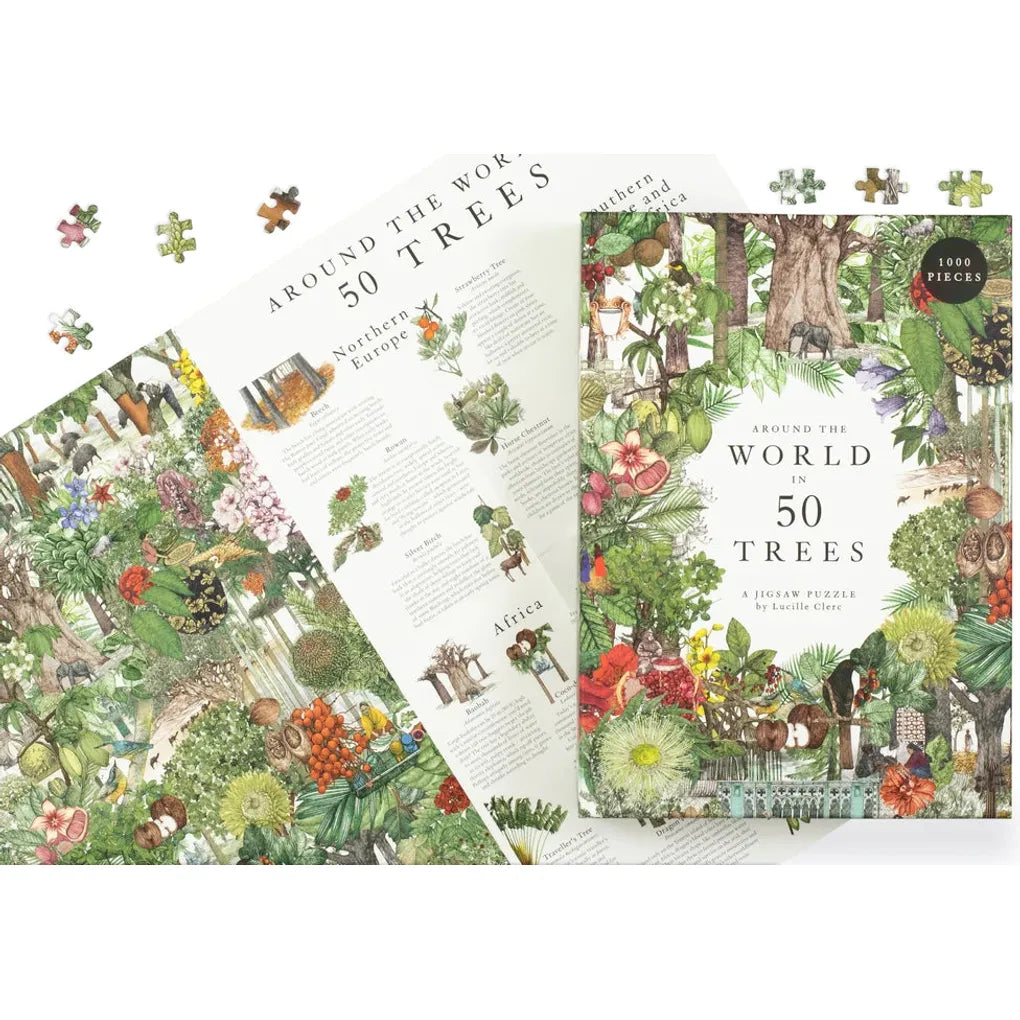 50 Trees Around the World - PZ1000 | Educational Book for Nature Lovers | Perfect for Home Decor, Classroom Learning & Gift Giving