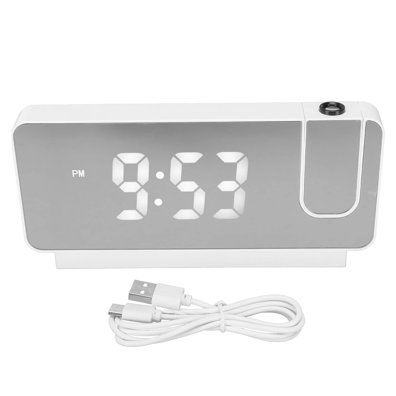 Tnfeeon Digital Alarm Clock with Ceiling Projection - 180° Adjustable LED Display, USB Charger, Night Light for Bedroom, Heavy Sleepers & Kids | Perfect for Home, Office, and Travel Use
