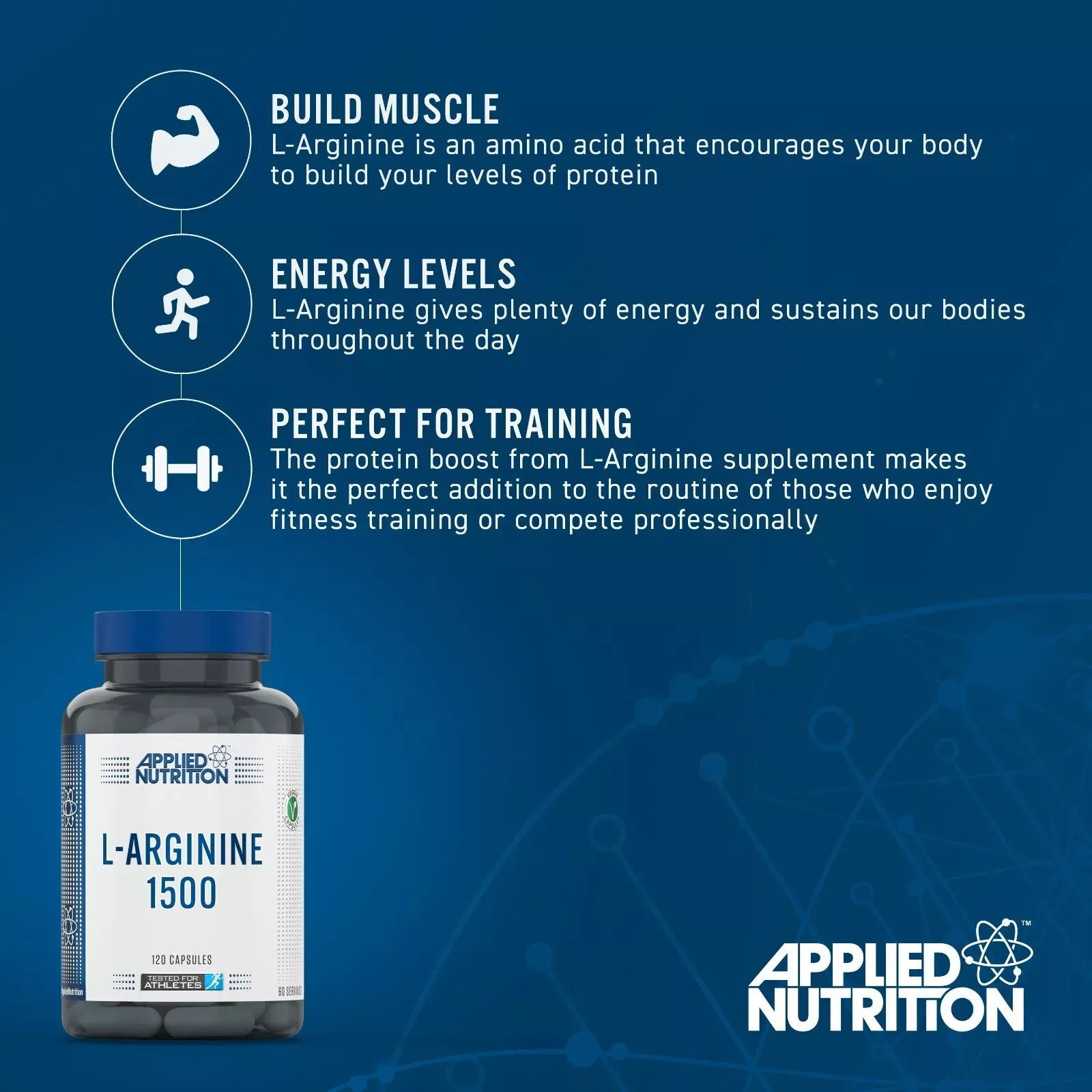 Applied Nutrition L-Arginine 1500mg Supplement - Supports Heart Health, Blood Flow & Performance - Ideal for Athletes, Bodybuilders & Fitness Enthusiasts