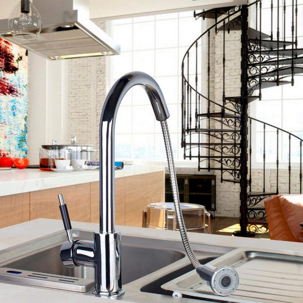 Dual Function Solid Brass Pull-Out Kitchen Faucet with Swivel Spout - Perfect for Vessel Sinks & Modern Bathrooms | Ideal for Cooking, Washing Dishes & Bathroom Vanities