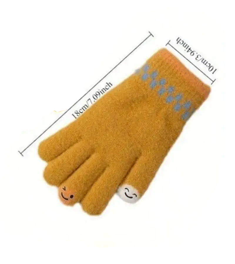 Yellow Smiley Face Gloves - Fun & Comfortable Winter Gloves for Men & Women - Perfect for Cold Weather, Outdoor Activities, and Casual Wear