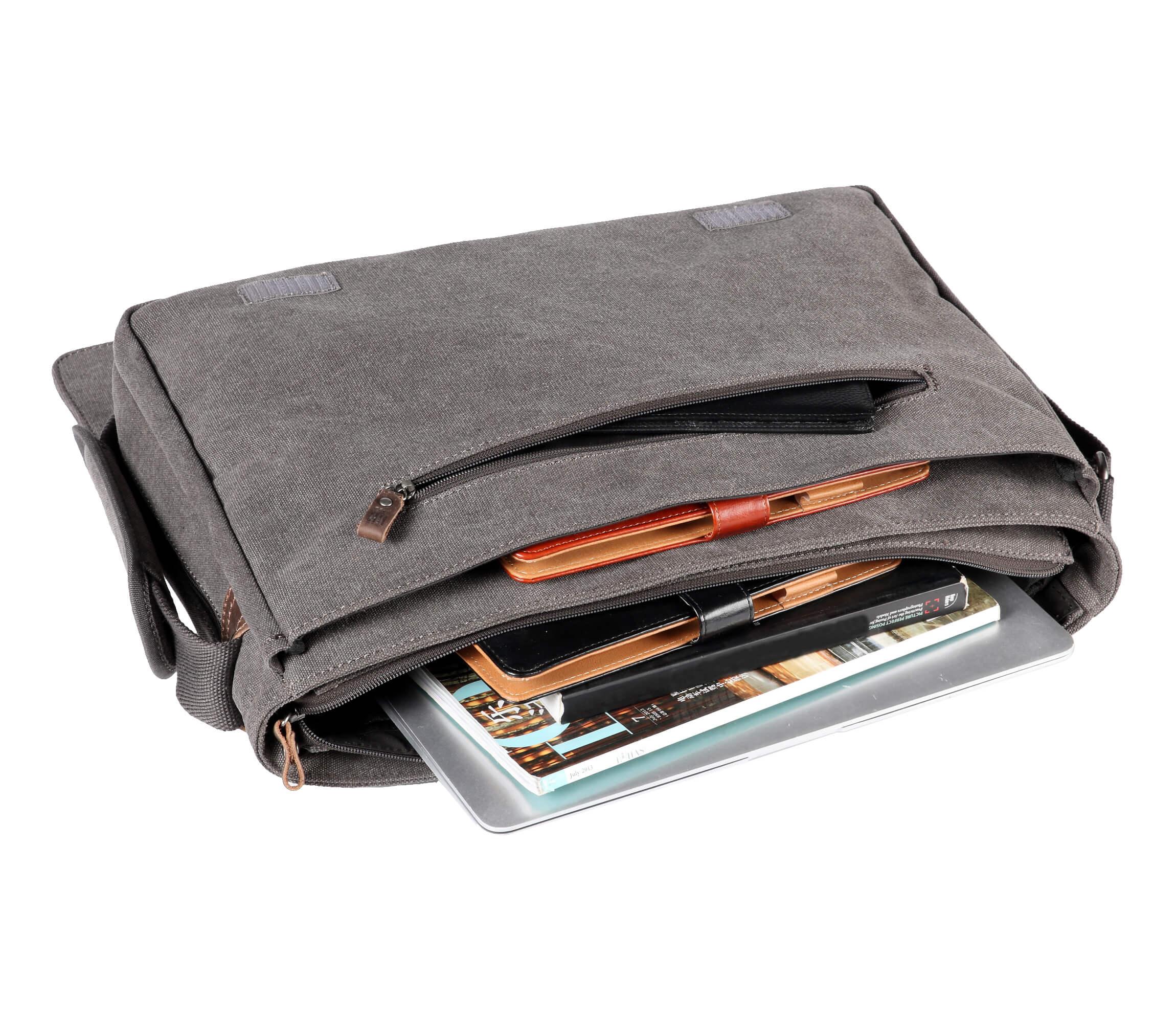 TRP0371 Troop London Classic Canvas Laptop Messenger Bag - Large 18 Inch Diagonal - Perfect for Work, Travel & College