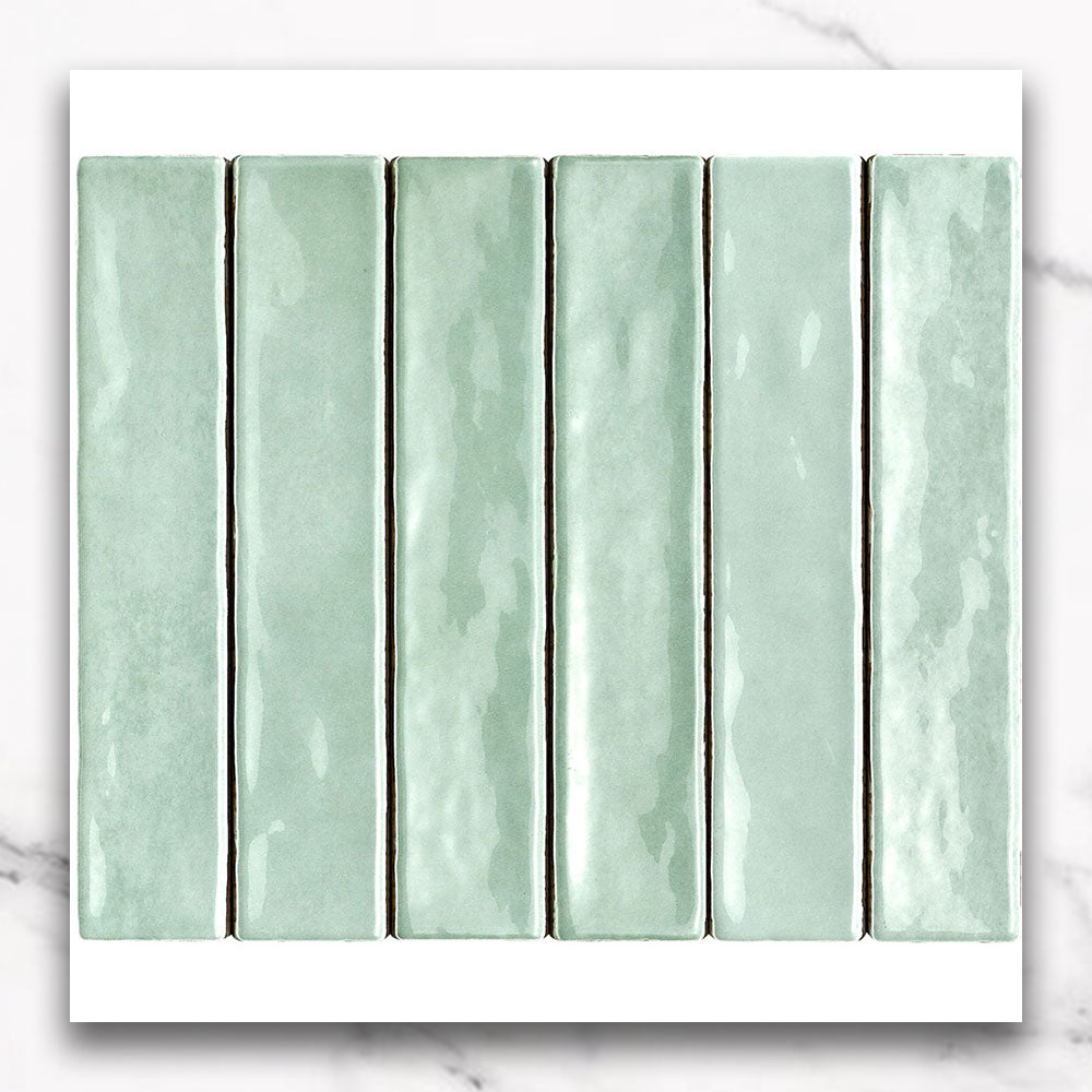 Premium Marrakesh Mint 250x50 Zellige Gloss Subway Tile - Moroccan-Inspired Ceramic Wall & Backsplash Tiles for Kitchen, Bathroom & Shower Decor