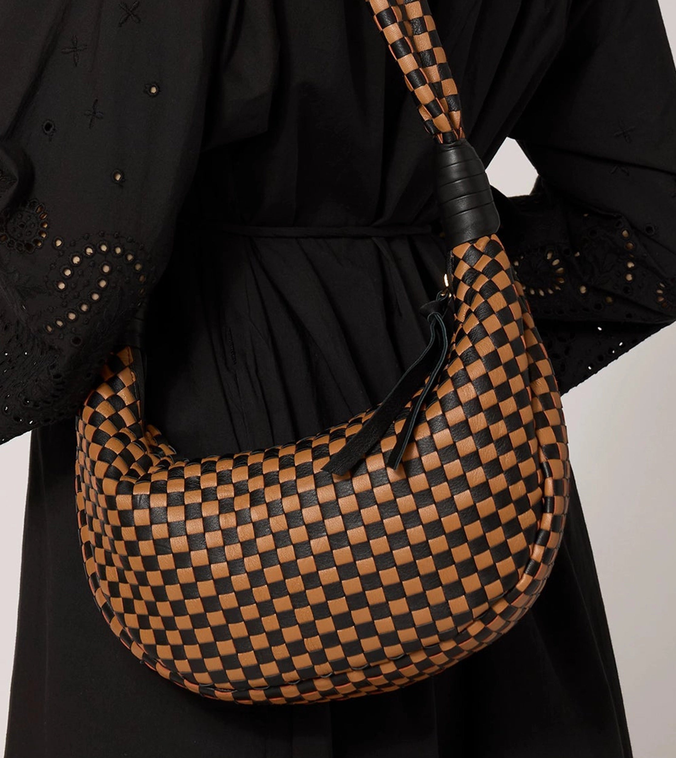 Dylan Woven Leather Handbag for Women - Stylish Brown Multi-Color Crossbody Purse | Perfect for Work, Travel & Everyday Use