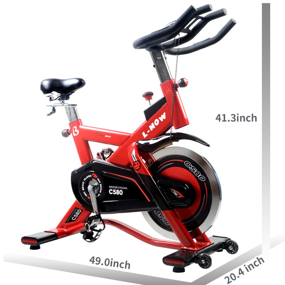 L NOW Indoor Cycling Bike - 400 lbs Weight Capacity Stationary Exercise Bike with Comfortable Seat, iPad Holder & LCD Monitor - 40 lbs Flywheel Commercial Spin Bike for Home Gym & Cardio Workouts - Perfect for Home Fitness, Apartment Exercises & Studio Cycling Classes