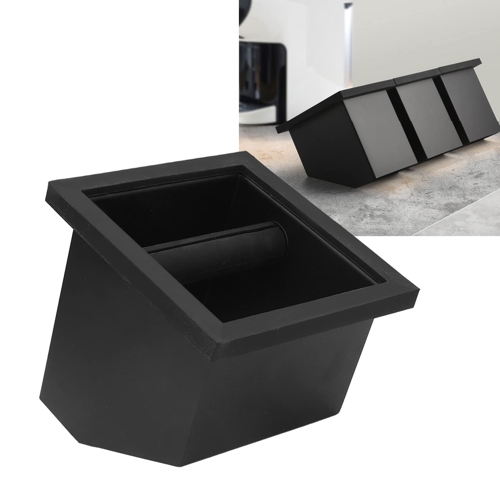 Premium Modern Coffee Knock Box - Durable Stainless Steel Coffee Grounds Bin with Long-Lasting Knock Bar for Home & Commercial Use | Compact Space-Saving Design for Espresso Bars, Coffee Shops & Kitchen Countertops