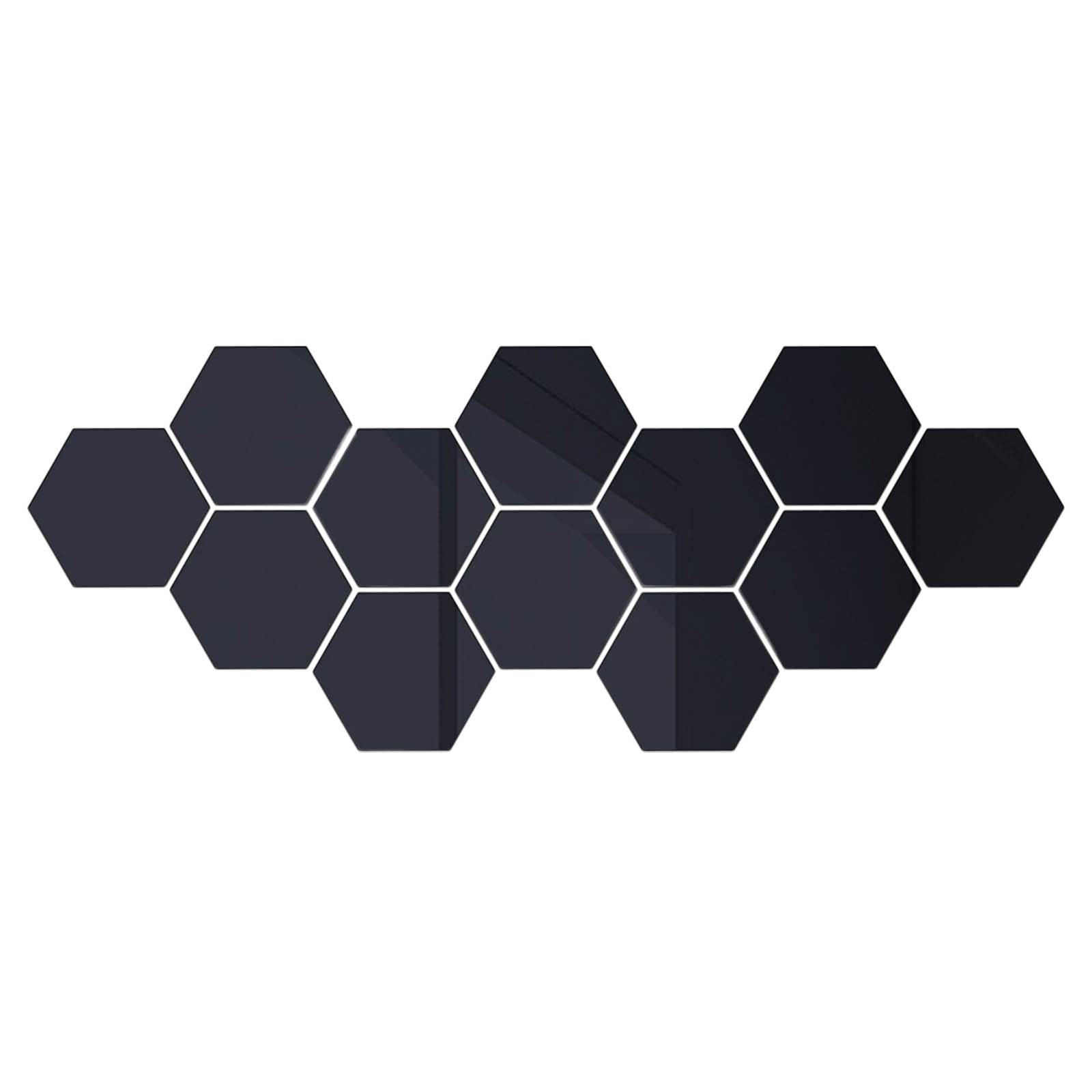 Hexagon Mirror Wall Stickers - Eco-Friendly Acrylic Decorative Mirror Tiles for Home & Office Decor (12-Piece Set, Black) - Perfect for Living Room, Bedroom, or Bathroom Wall Accents