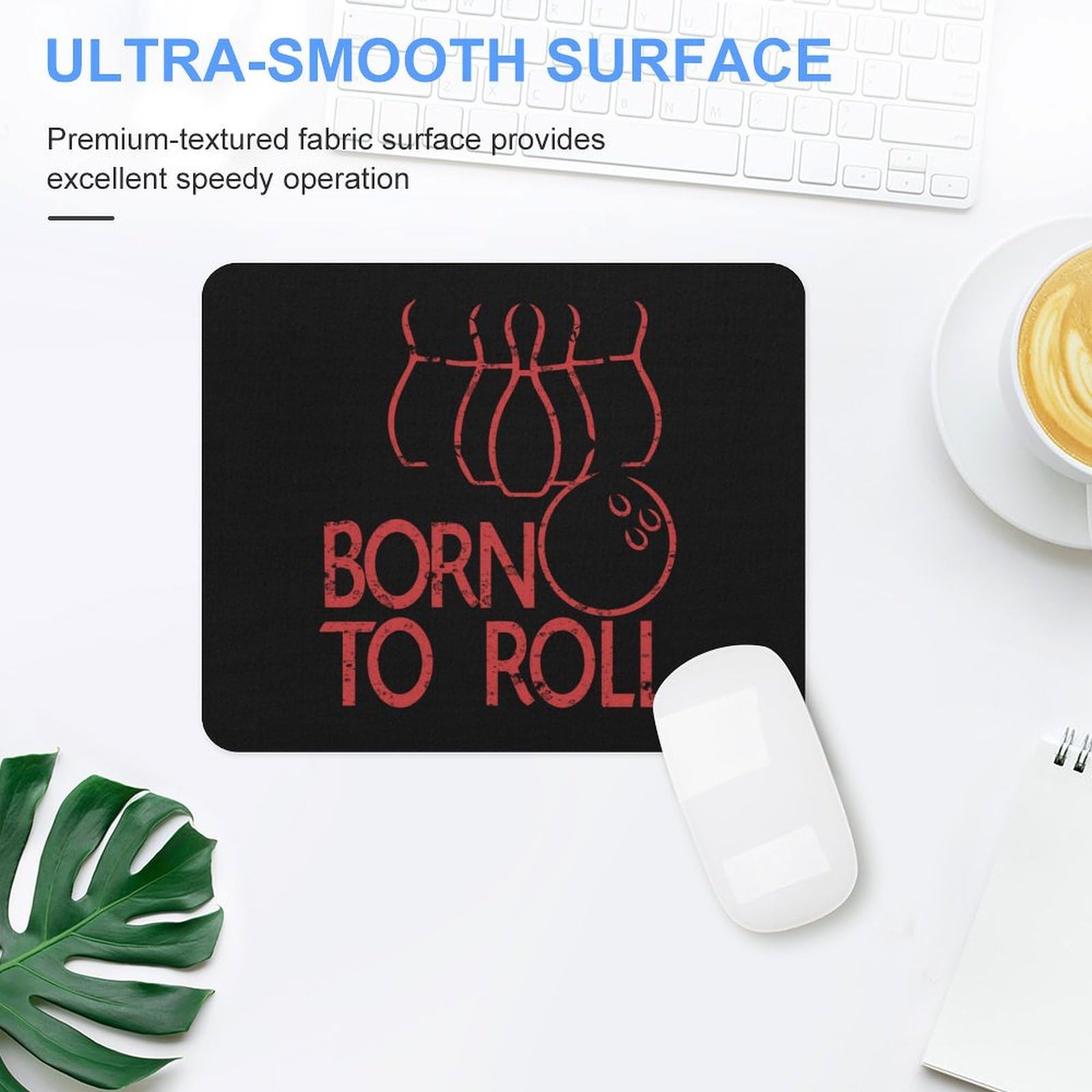 Bowling Bron Printed Non-Slip Square Mouse Pad - Durable Computer Mouse Mat for Laptop, Home, Office, and Gaming Setups