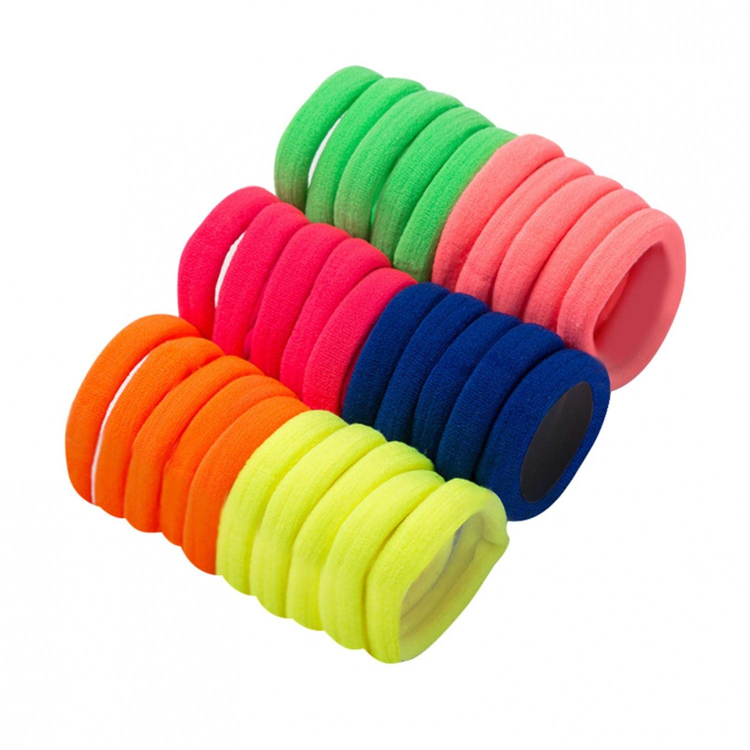 20/30 Pcs Elastic Hair Ties for Thick & Curly Hair - Soft Ponytail Holders for Women, Girls & Kids - Colorful No Damage Hair Bands (Perfect for School, Workouts, Yoga & Everyday Styling)