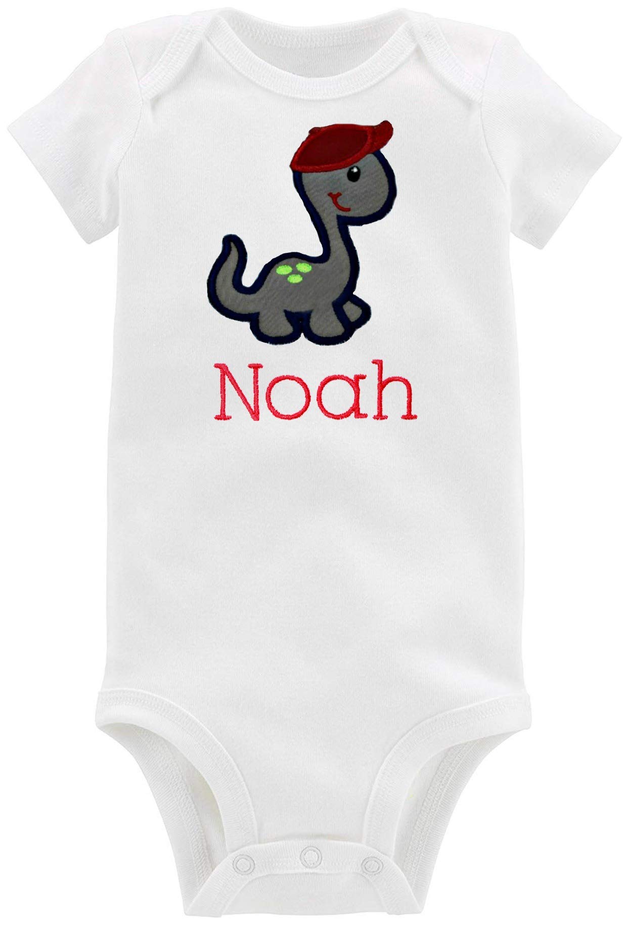Personalized Embroidered Dinosaur Baby Boy Onesie with Name - Cute Dino Pajamas for Newborns & Toddlers - Perfect for Playtime, Photo Shoots & Gifts