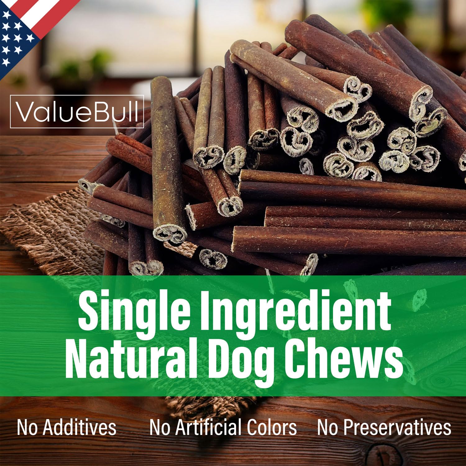 ValueBull USA 6-Inch Thin Collagen Sticks for Small Dogs - Natural Single Ingredient Chew Treats, Healthy Alternative to Bully Sticks & Rawhide (50 Count) | Supports Hip & Joint Health, Promotes Skin & Coat | Perfect for Training, Teething, and Anxiety Relief