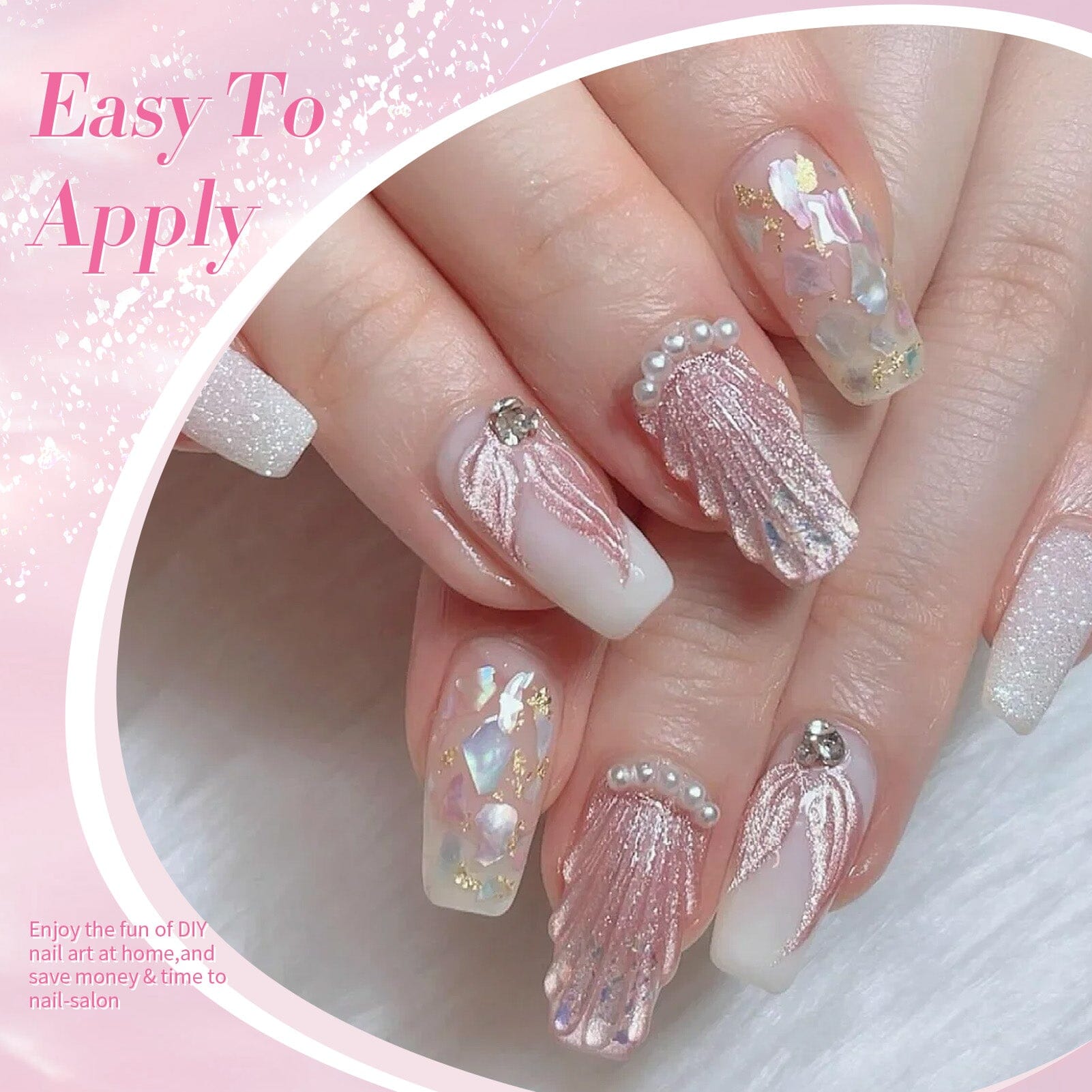 6 Colors Pink Pearl Swirl Gel Polish Set - T02 Nebula 7ml for Nail Art, Manicure & Pedicure - Perfect for Salon, Home Use & DIY Nail Designs
