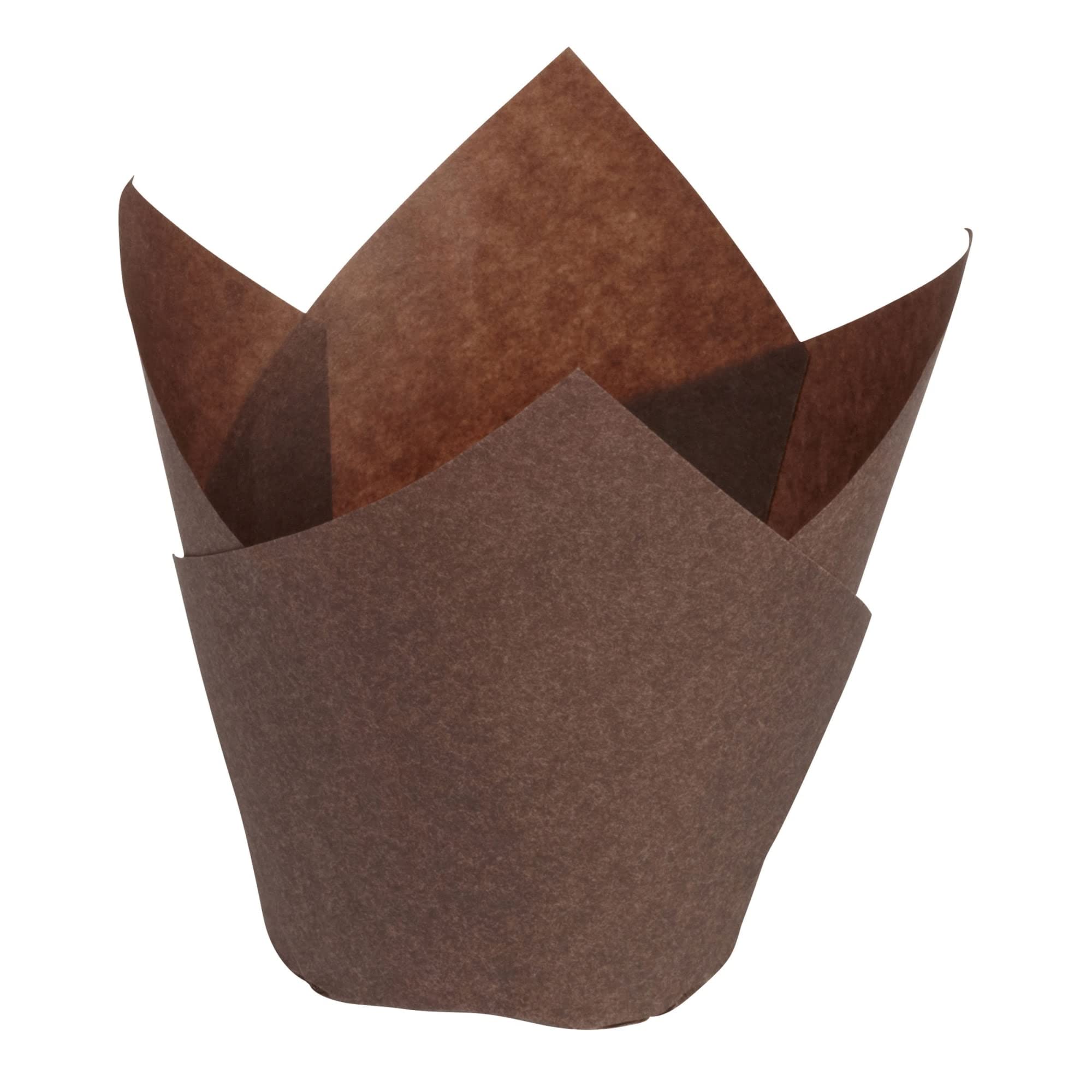 Hoffmaster Tulip Baking Cups - Small Chocolate Brown (2,500 Count) - Perfect for Cupcakes, Muffins & Party Desserts