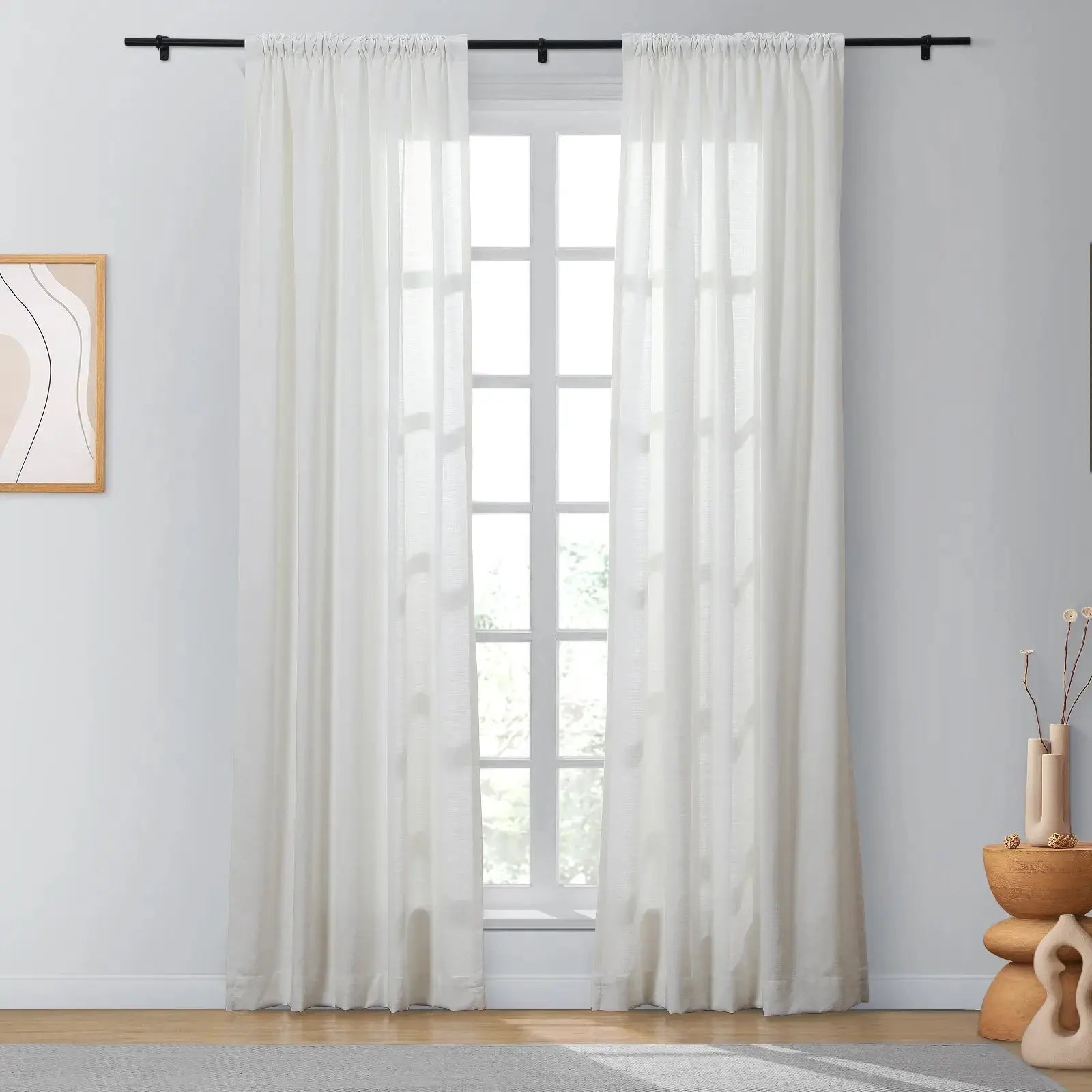 Isabella Heavyweight Cotton Blackout Curtains - Soft Top Thermal Insulated Drapes for Living Room & Bedroom - Noise Reducing & Energy Saving Window Treatments