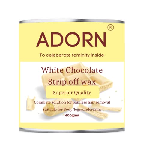 ADORN White Chocolate Wax 600g - All-Natural Hair Removal Wax for Arms, Legs & Full Body | Smooth Skin at Home | Perfect for Bikini Line, Underarms & Facial Hair
