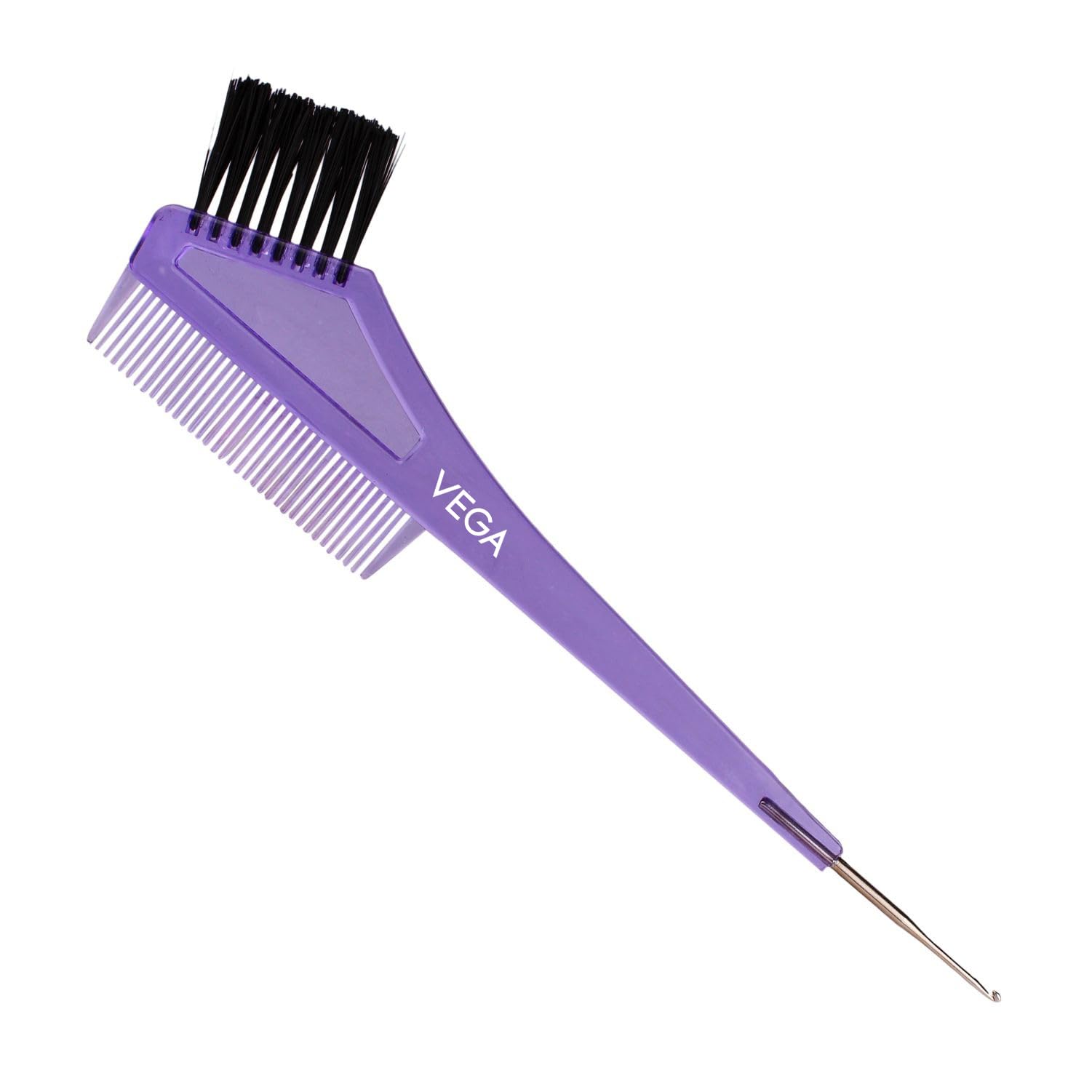 Vega Tail Comb with Dye Brush - India's No.1 Hair Comb Brand for Styling & Hair Coloring - Perfect for Salons, Home Hair Care & DIY Hair Dye (1293-N)