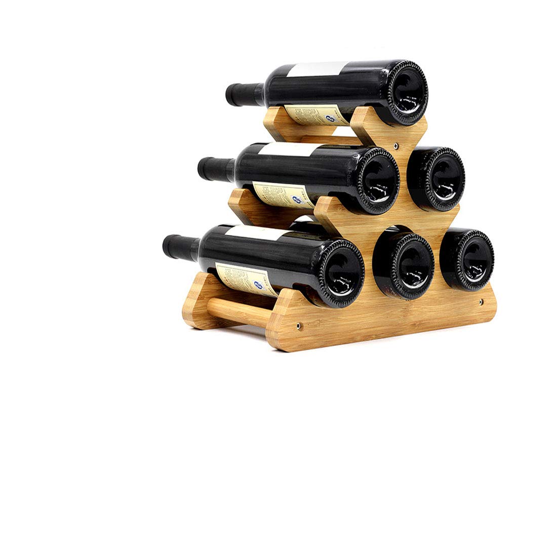Premium Bamboo Wine Rack - Elegant Countertop Storage for 6 Bottles, Durable Wine Holder Stand - Perfect for Home Bar, Kitchen Decor & Gift Idea for Wine Lovers