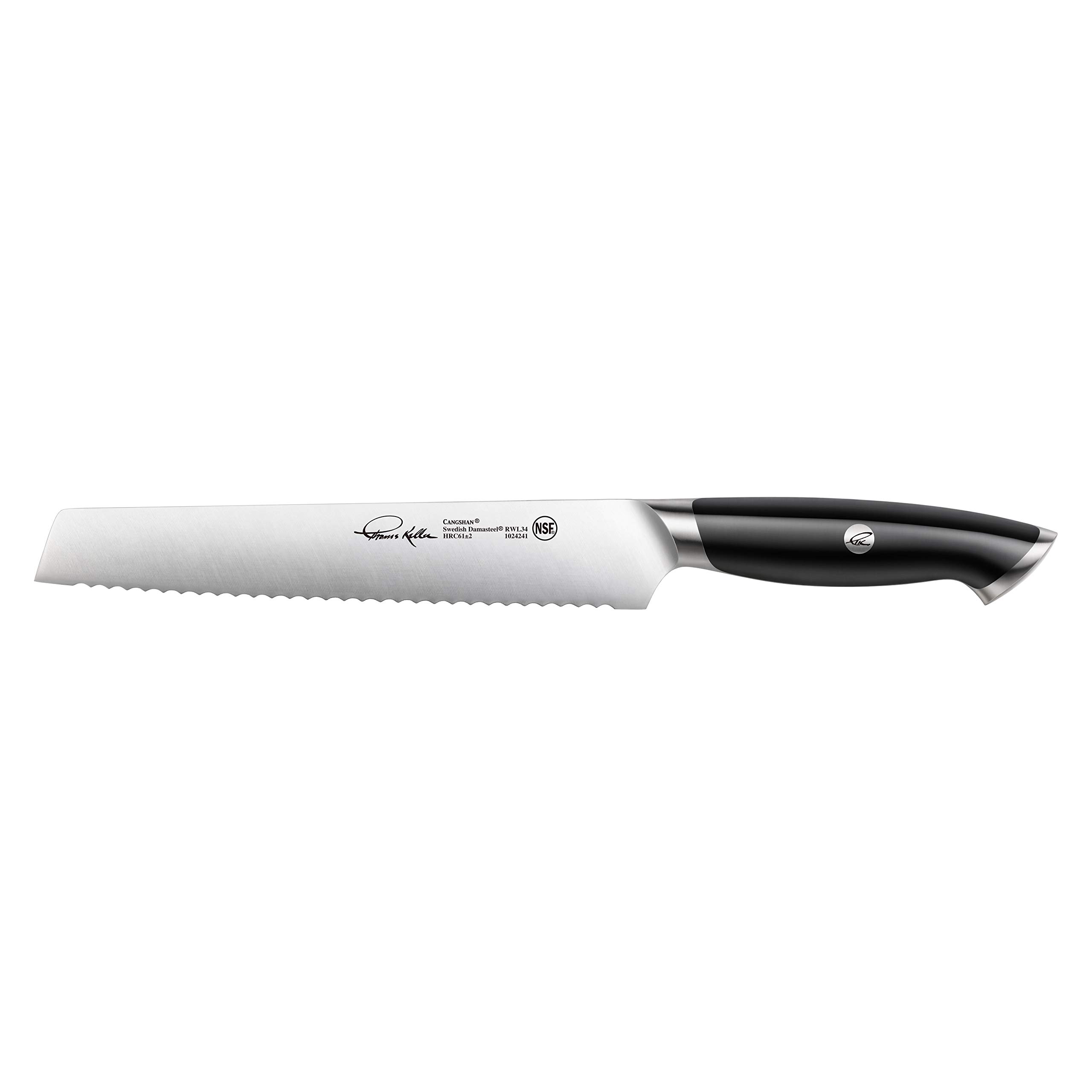 Cangshan Thomas Keller Signature 8-Inch Swedish Powder Steel Forged Bread Knife - Professional Chef's Black Slicing Knife for Artisan Bread, Baguettes, and Pastries | Perfect for Home Bakers & Culinary Enthusiasts