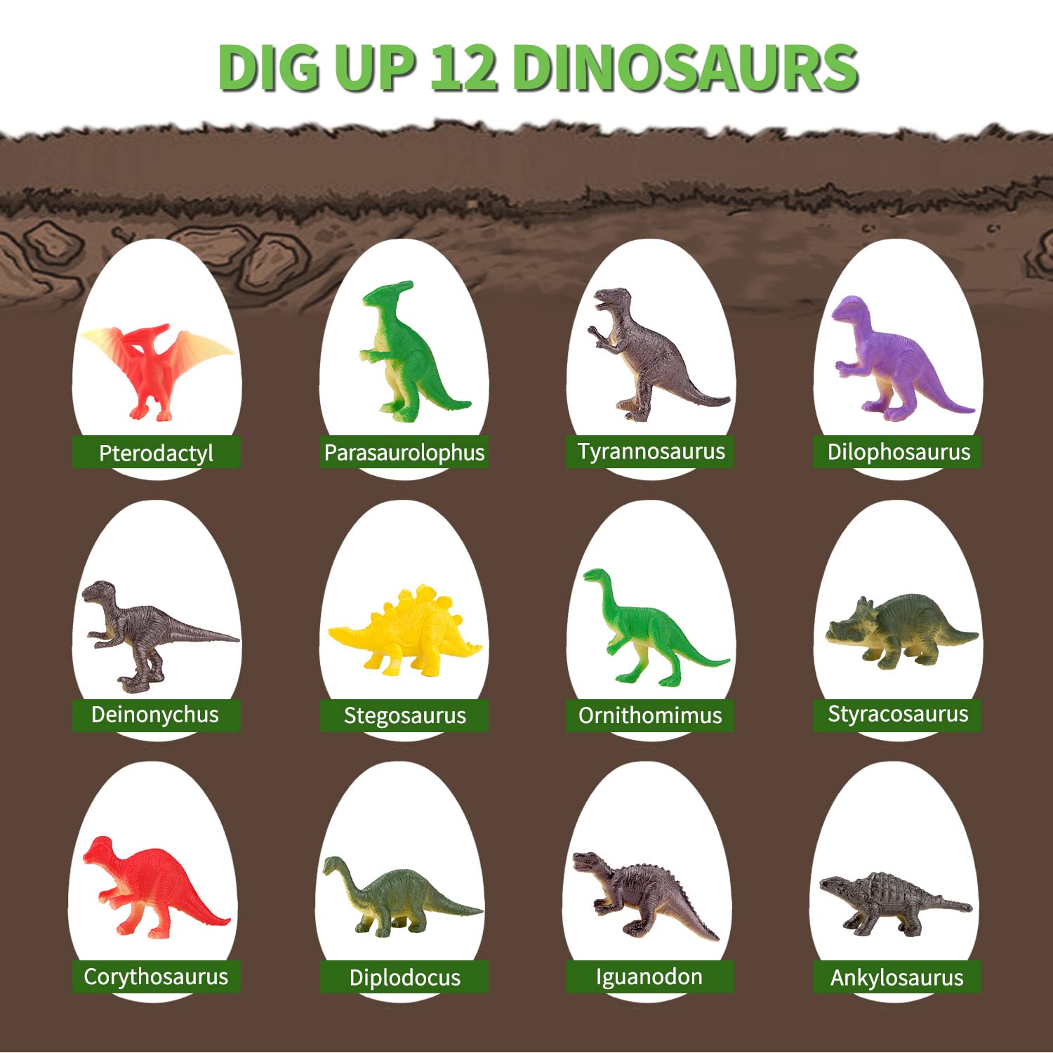 12 Pack Dinosaur Eggs Toys with Unique Dinosaur Figures - Easter Basket Stuffers, Pinata Fillers, Goodie Bags, Birthday Party Favors & Carnival Prizes for Kids | Perfect for Treasure Hunts, Classroom Rewards & Holiday Gift Giving