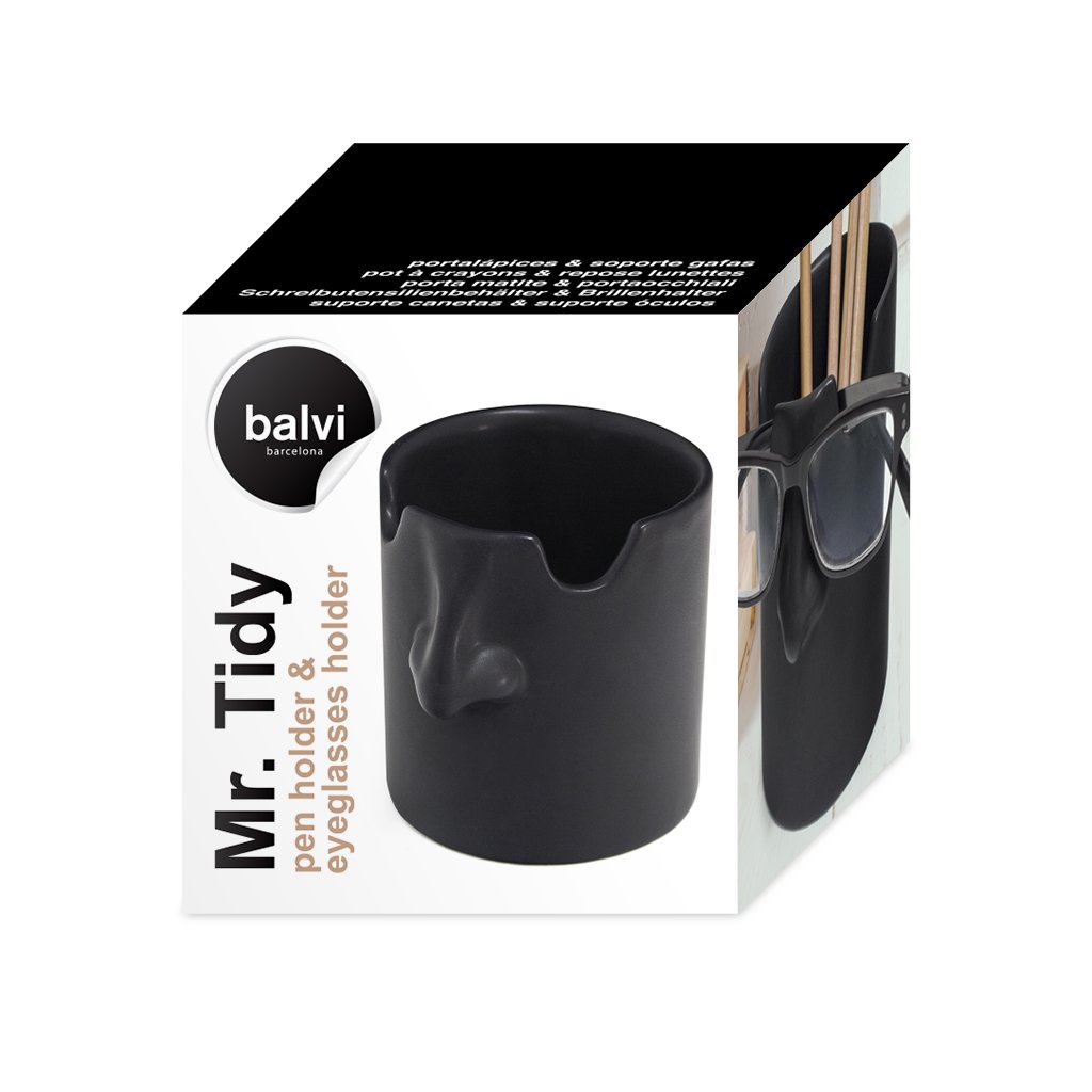 Mr. Tidy Pencil Holder & Glasses Organizer - Black - Keep Your Glasses Safe and Organized | Perfect for Office, Home Desk, and Car Storage