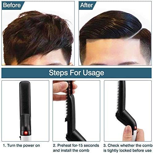 Electric Beard Straightener & Hair Styler for Men & Women - Multi-Functional Curling & Straightening Comb with Massage Function - Perfect for Home, Travel & Salon Use