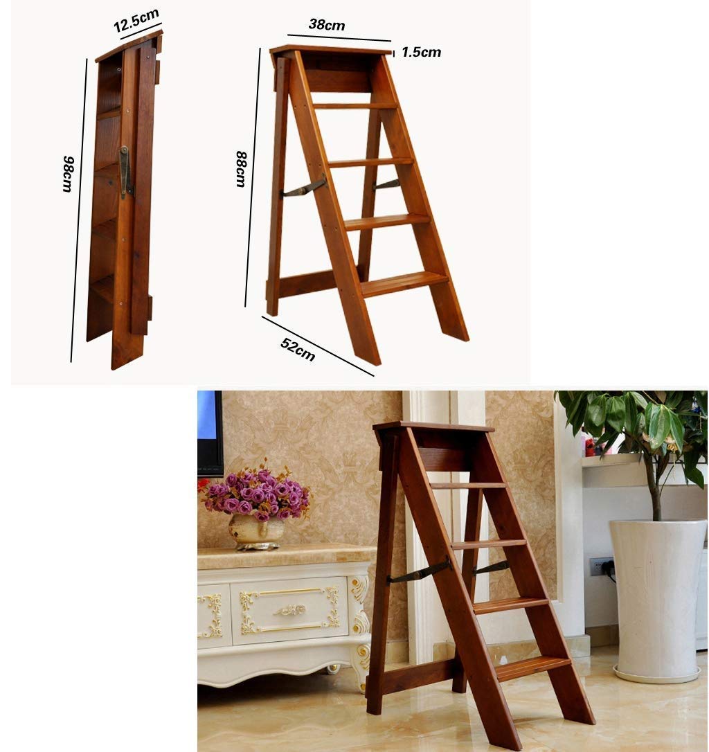ZOUTYI Foldable Wooden Step Stool - Multifunctional Ladder Chair for Dining, Home Decor, Flower Stand - 38.6x15 Inches (Perfect for Kitchen, Bathroom & Indoor Use)