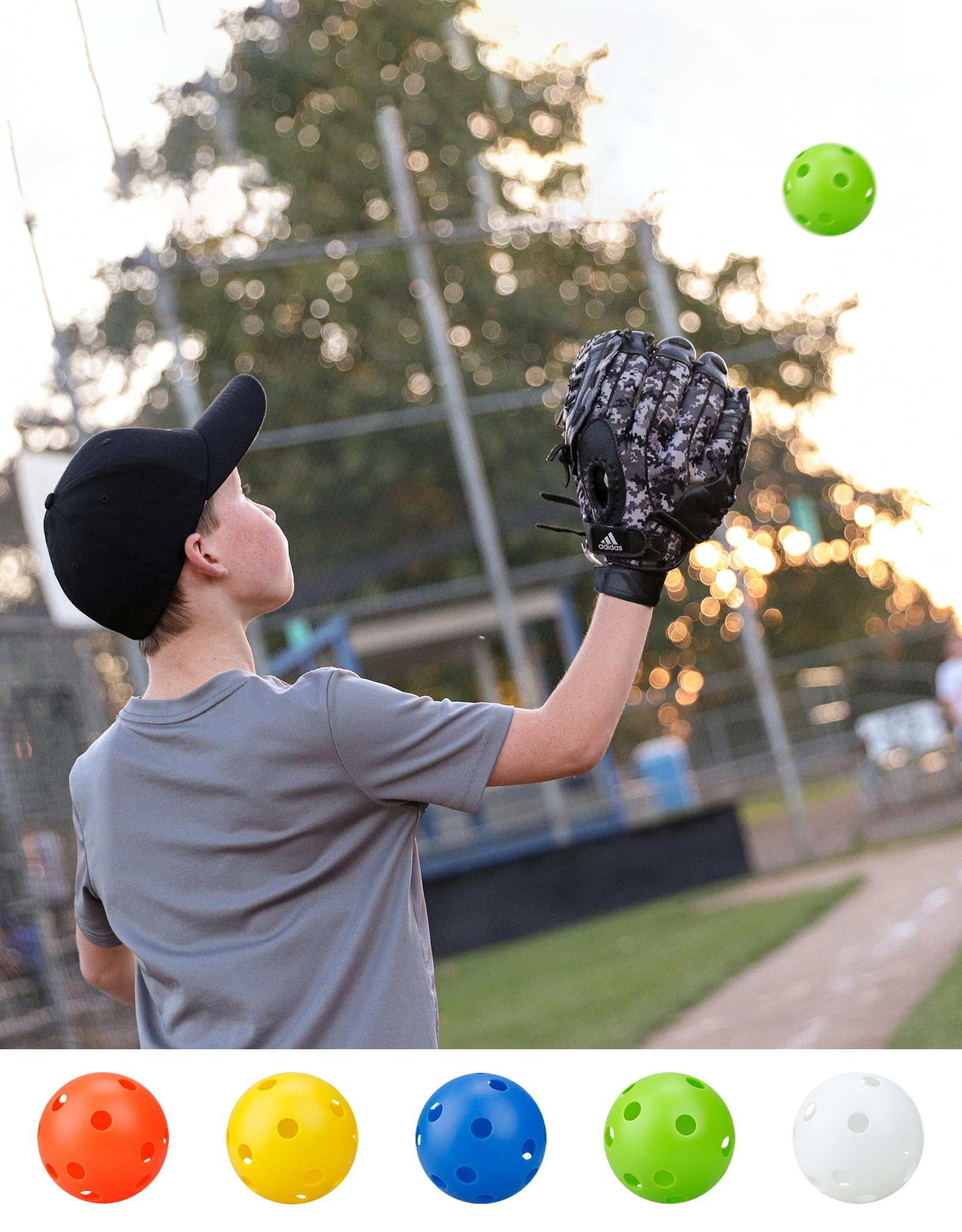 20 Pack Plastic Baseball Practice Balls - Durable Training Baseballs for Batting, Hitting & Pitching - Hollow Airflow Softballs with Limited Flight - Lightweight 9 Inch Mini Balls for Indoor & Outdoor Sports, Backyard Practice, Batting Cages & Youth Training