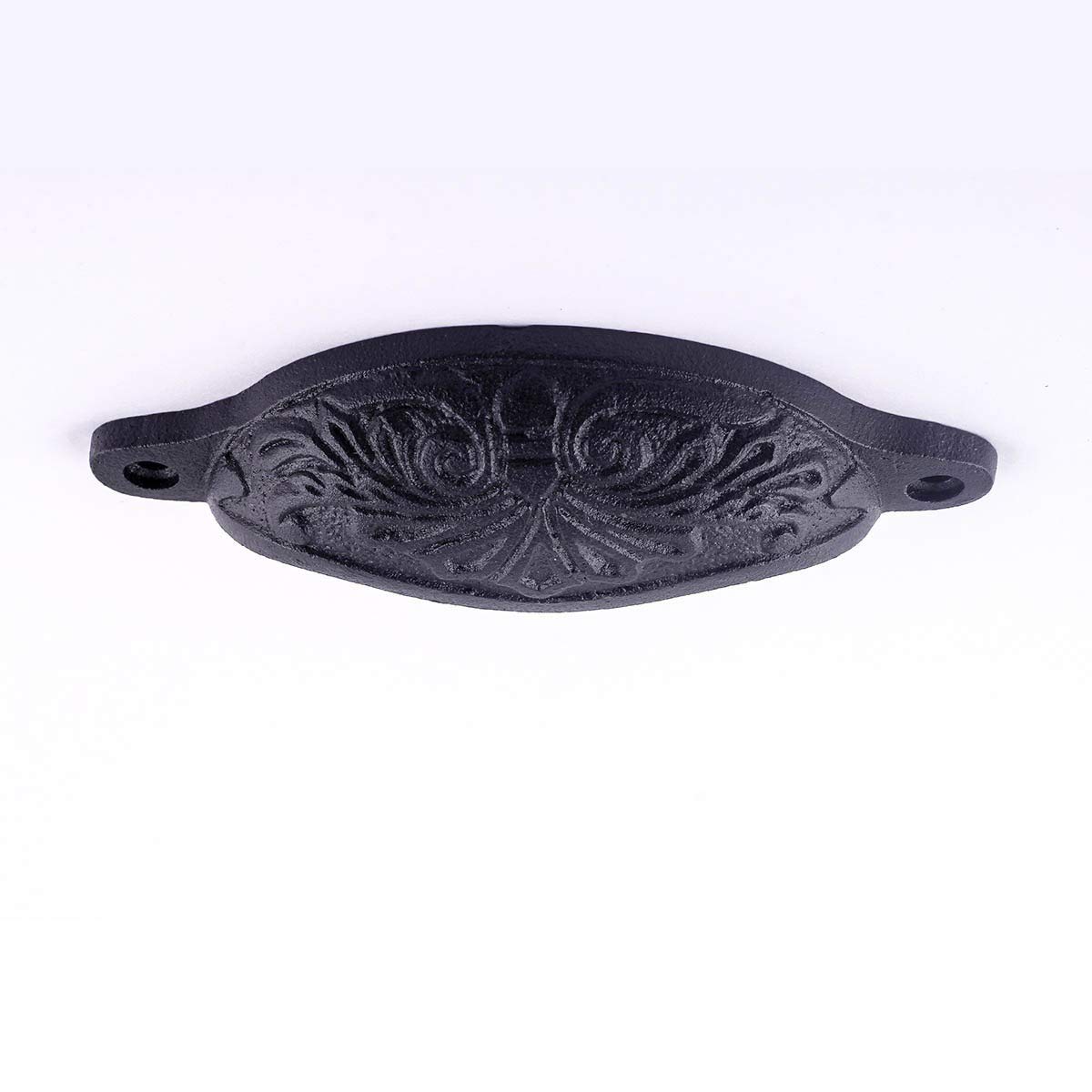 4.5 Inch Black Wrought Iron Cabinet Knobs & Drawer Pulls with Mounting Hardware - Pack of 6 - Vintage Style Kitchen & Bathroom Cabinet Handles for Home Renovation & Furniture Upgrade