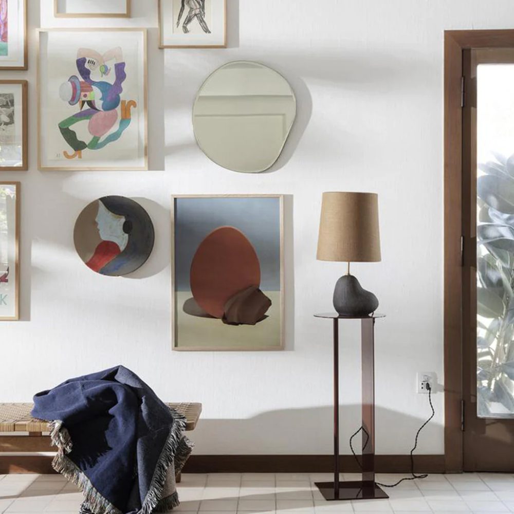 FERM LIVING Pond Mirror Small - Dark Chrome - Modern Round Wall Mirror for Bathroom, Bedroom & Living Room Decor