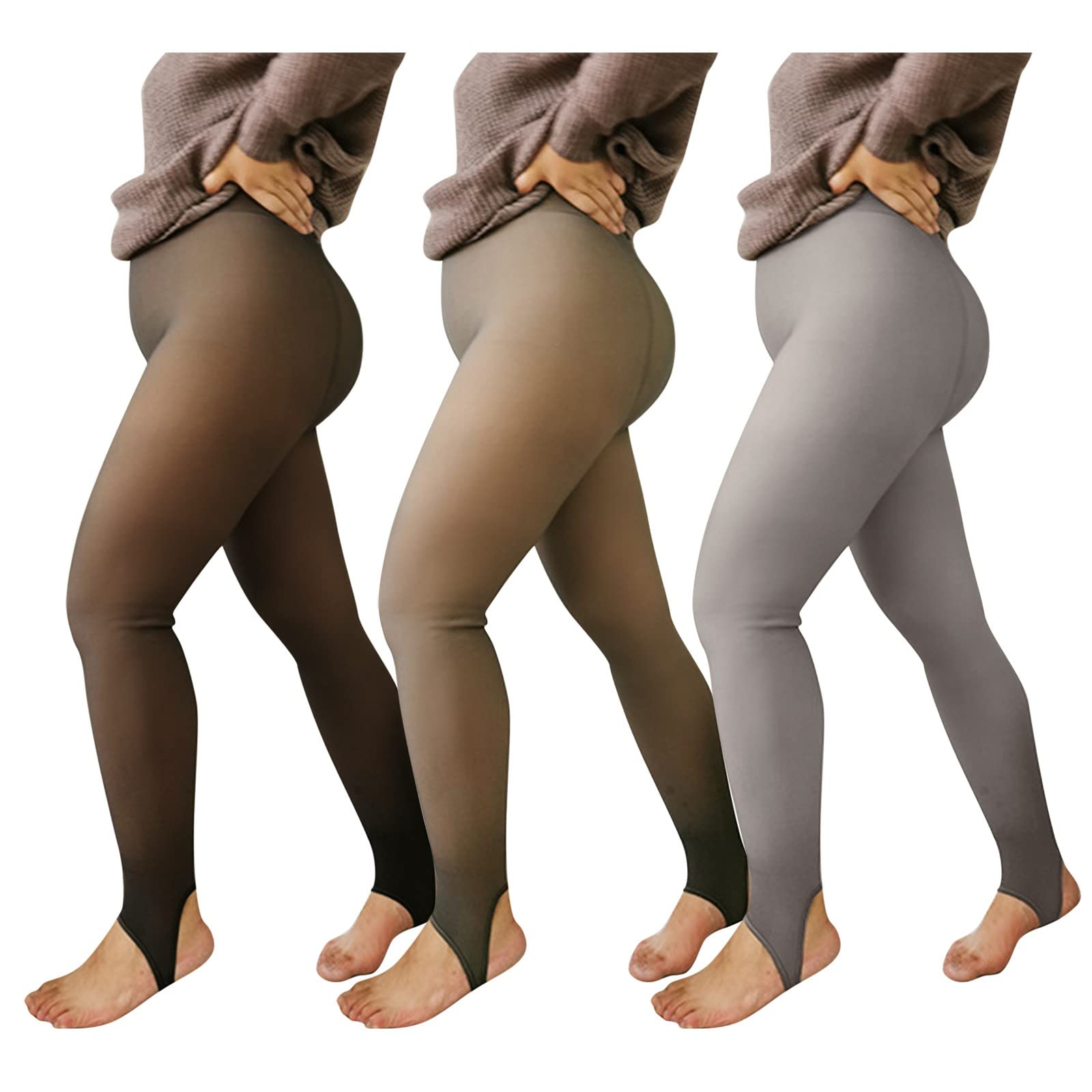Women's Winter Fleece Lined Leggings - Plus Size High Waisted Thermal Pants for Cold Weather